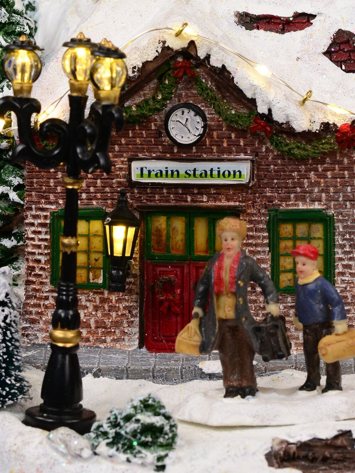 Northern Winter Christmas Village Scene With Rotating Train & Carousel - 26cm — image 4