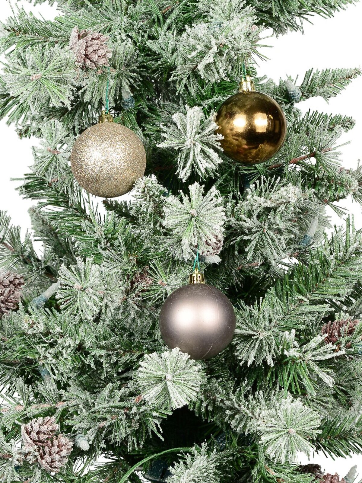 Pastel Green, Blue Matte & Silver Glitter Baubles - 9 x 60mm
