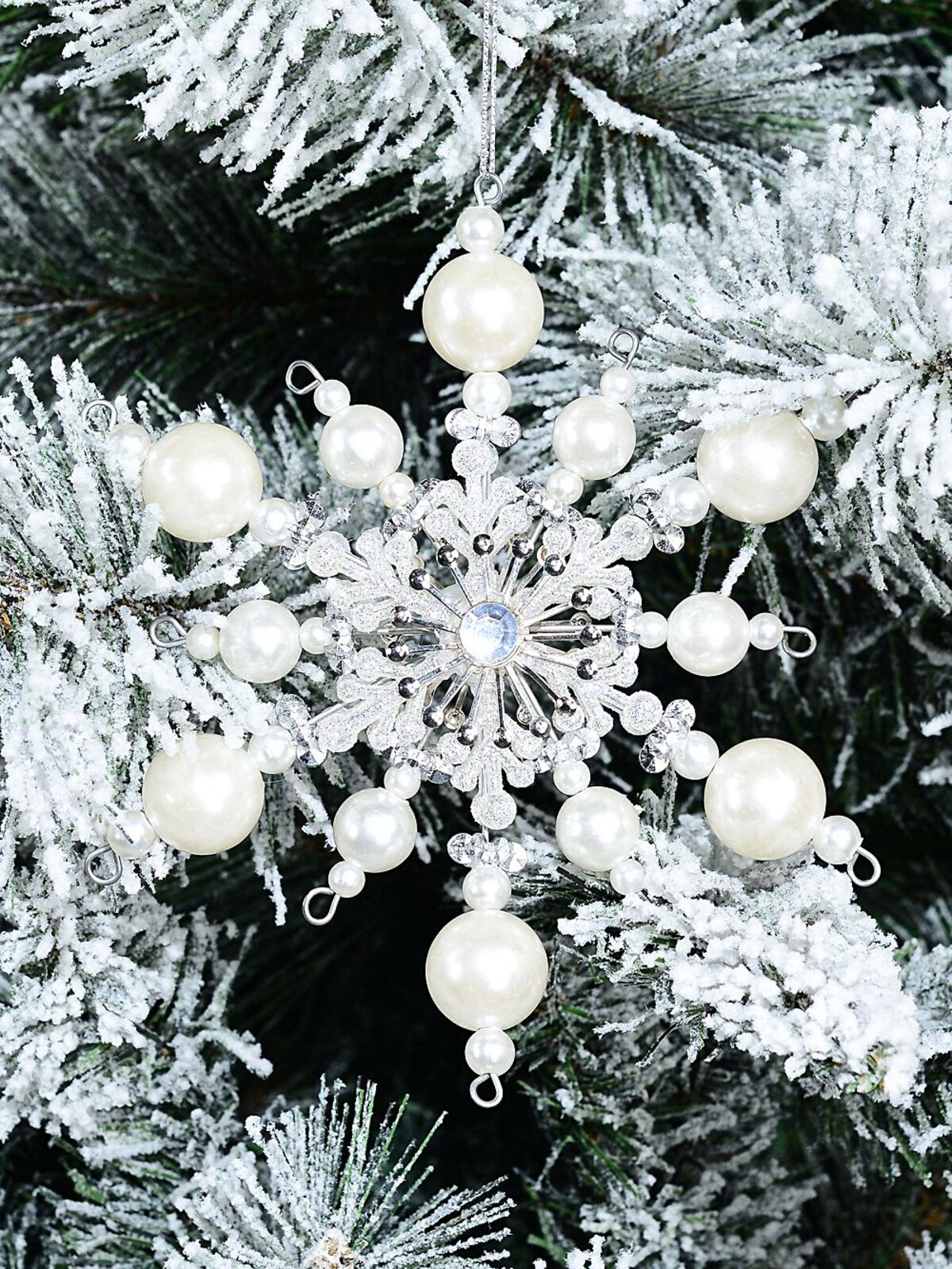 Pearl Filigree Star Snowflake Whimsical Essential Ornament | 15cm — image 2