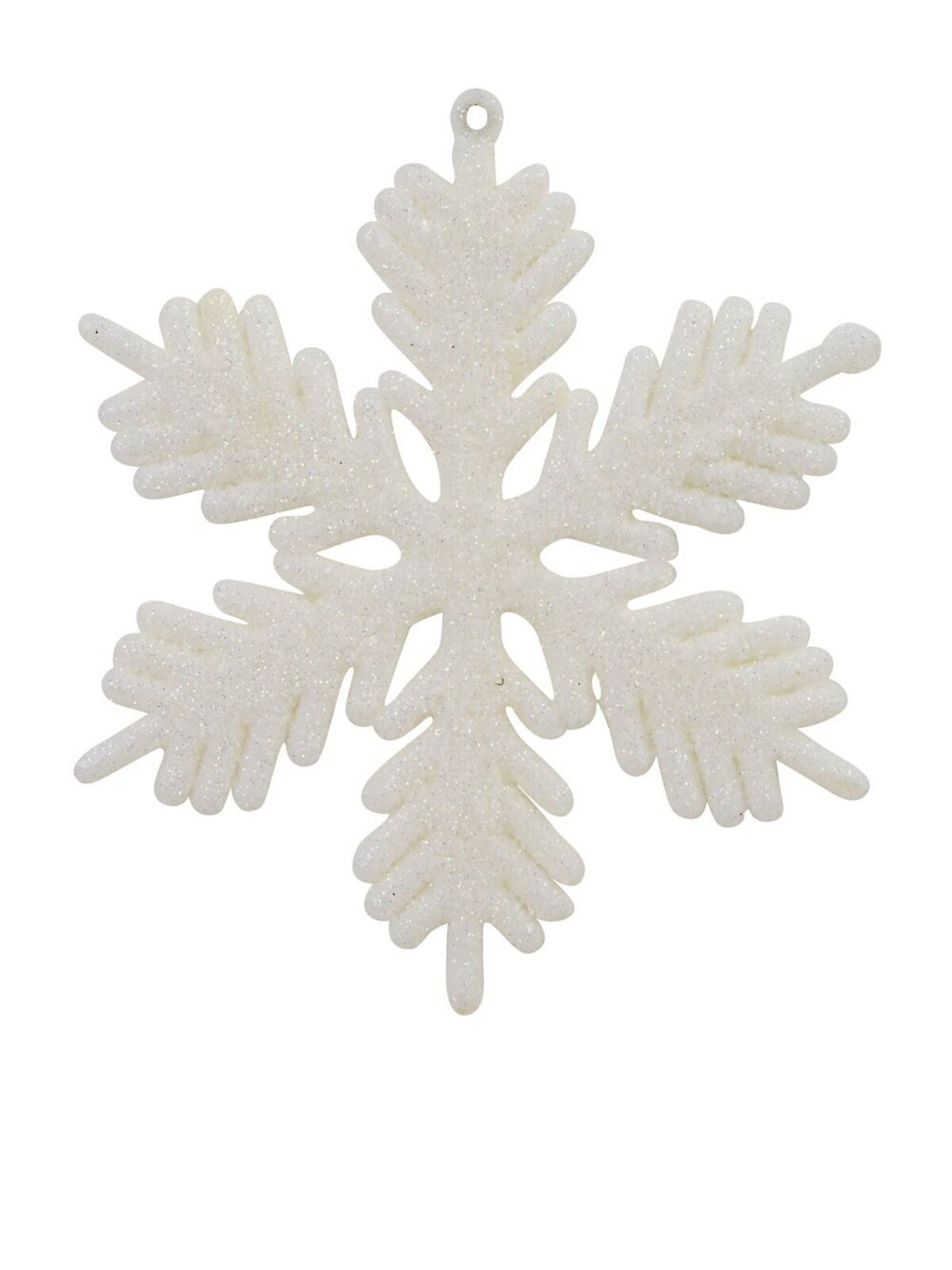 Pearl White Snowflake Ornaments with Glitter - 6 x 10cm