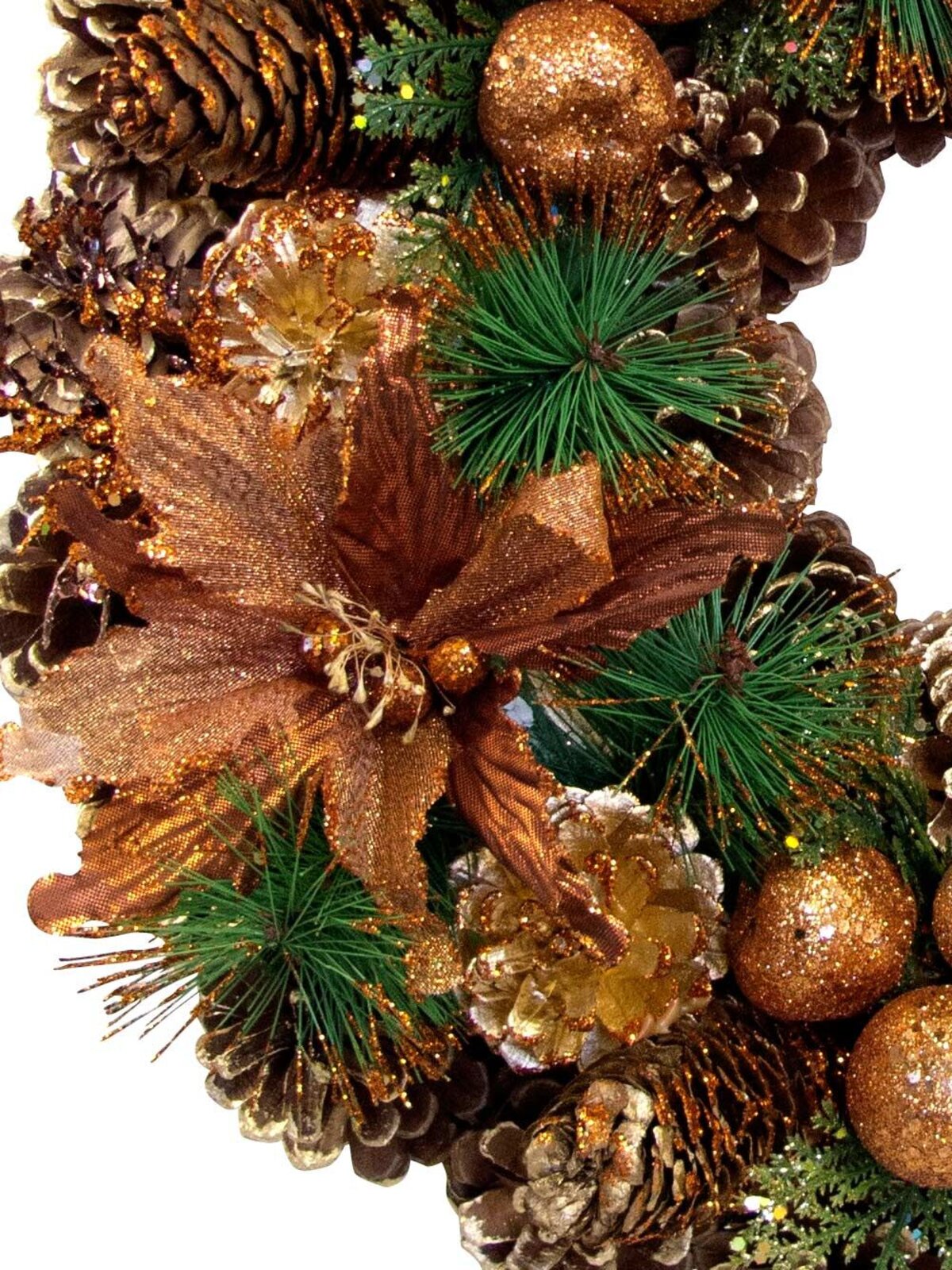 Pine Cones & Assorted Bronze Decorations Wreath - 38cm