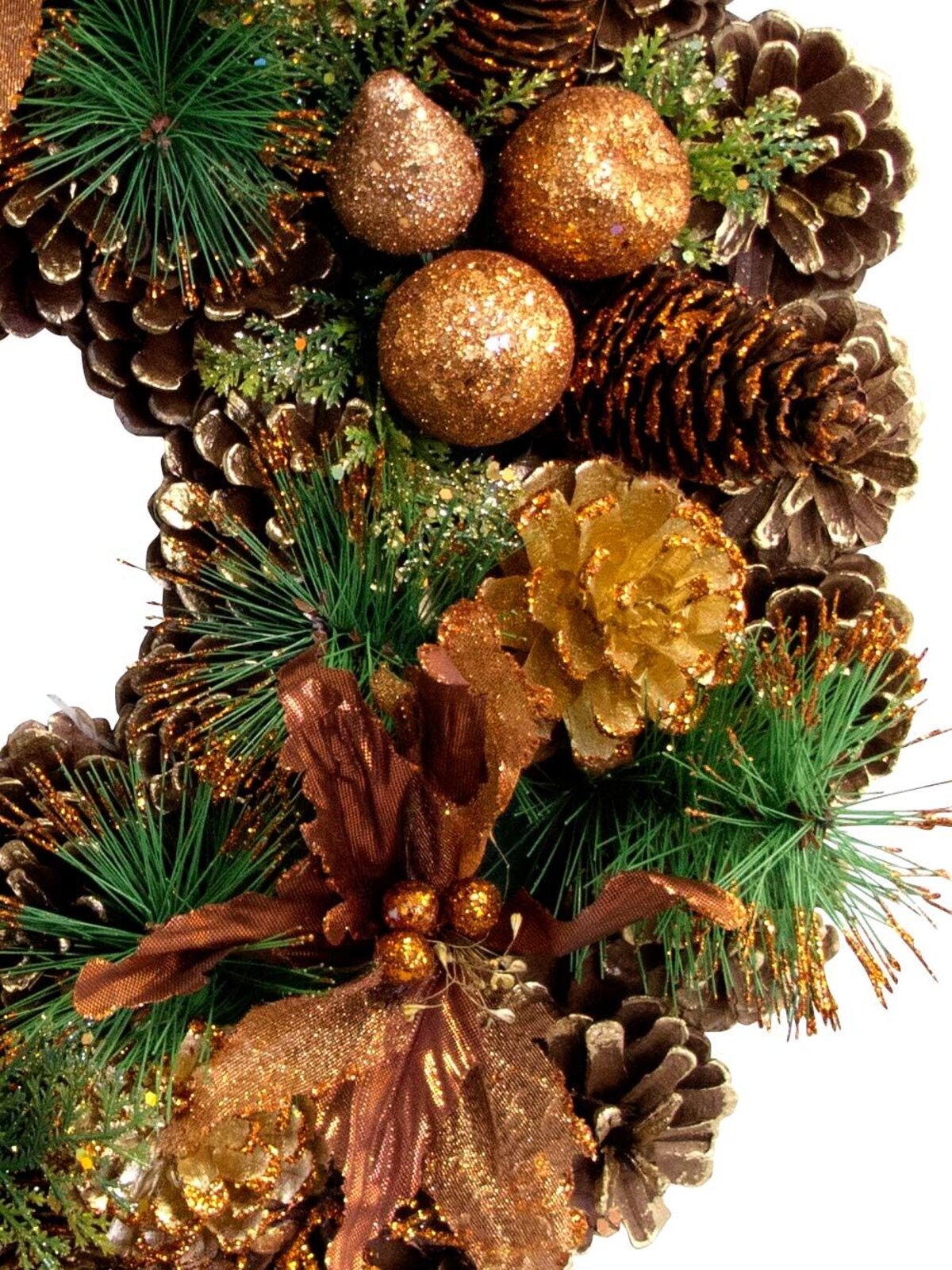 Pine Cones & Assorted Bronze Decorations Wreath - 38cm