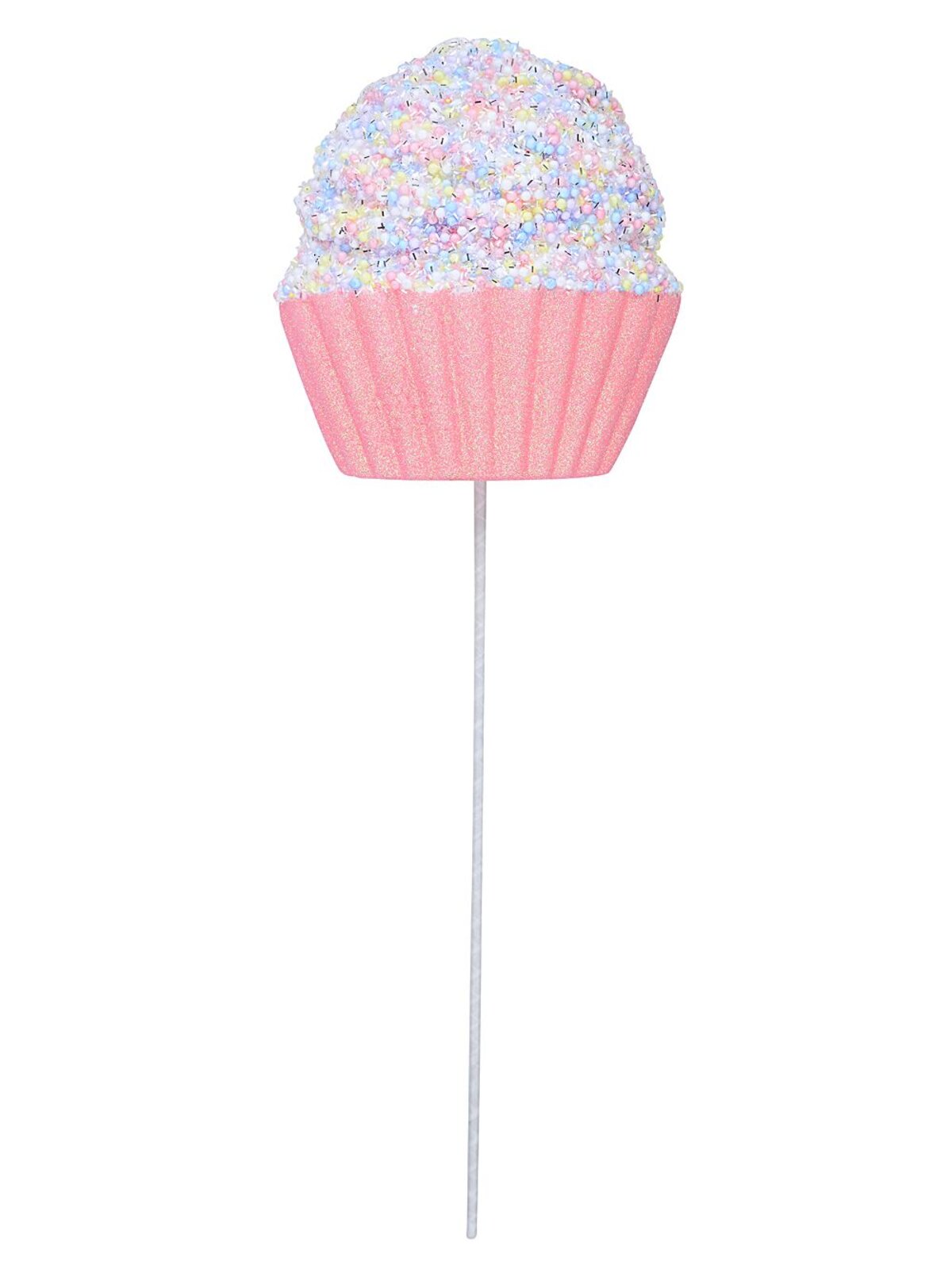 Pink Cupcake With Pastel Sprinkles & Silver Tinsel Long Christmas Stem | 71cm — image 7