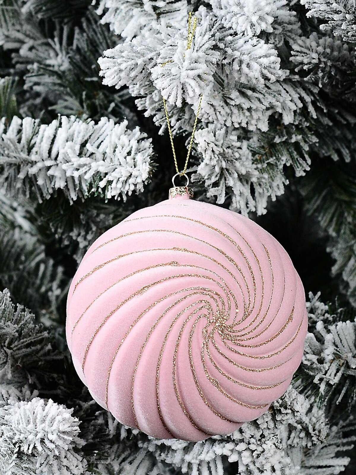 Pink Dynamic Signature Shiny Textured Whirlpool Glitter Bauble | 12cm — image 2