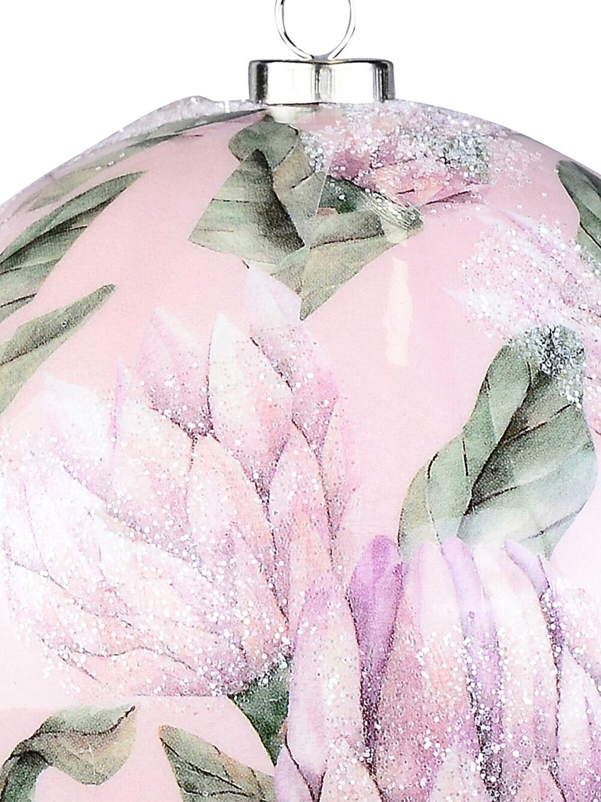Pink Protea Authentic Natural Signature Silver Glitter Bauble | 10cm — image 3