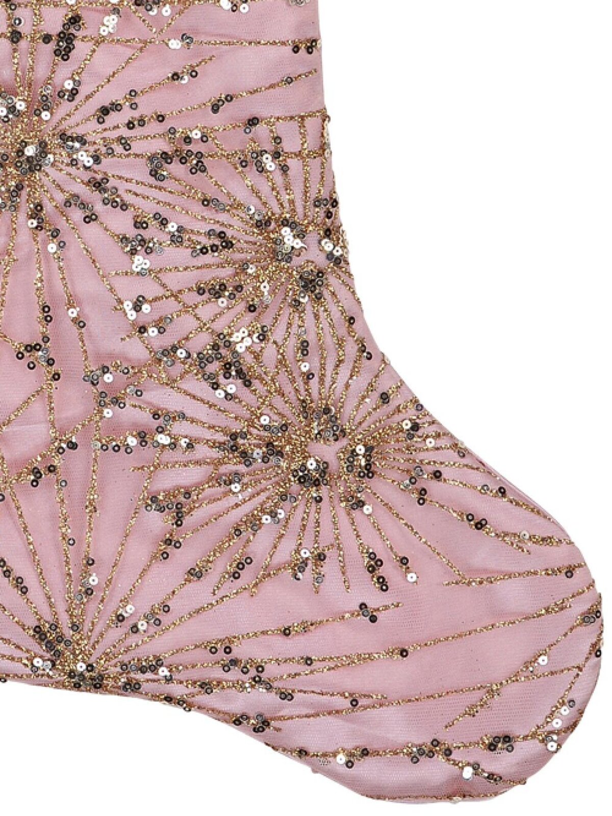 Pink Satin & Gold Sequin Christmas Stocking With Velvet Cuff | 48cm — image 3