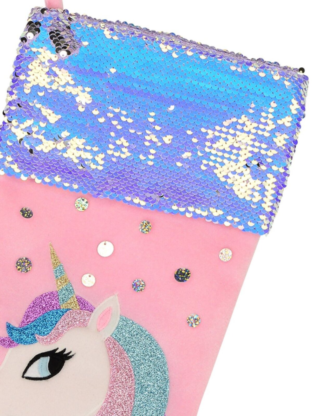 Pink Velvet With Fabulous Unicorn & Mane Applique Christmas Stocking - 48cm — image 2