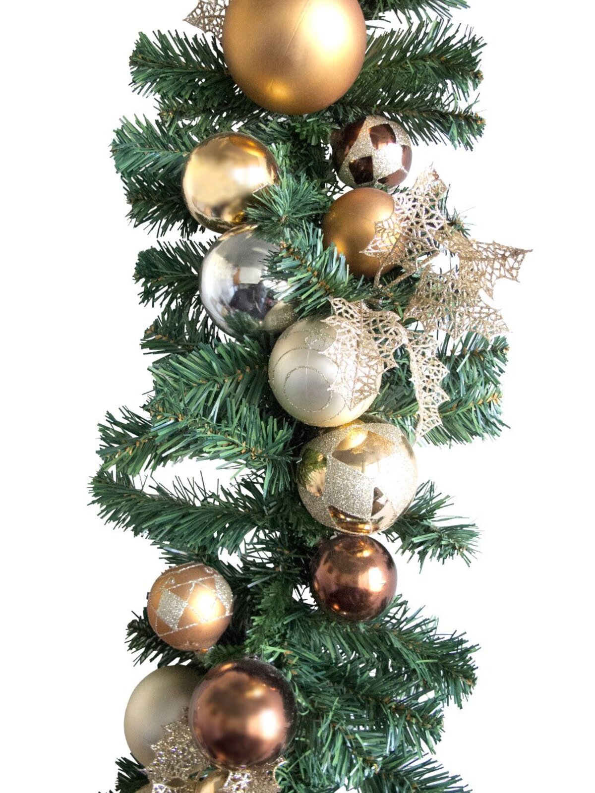 Pre-Decorated Chocolate, Copper & Champagne Bauble Garland - 2.7m