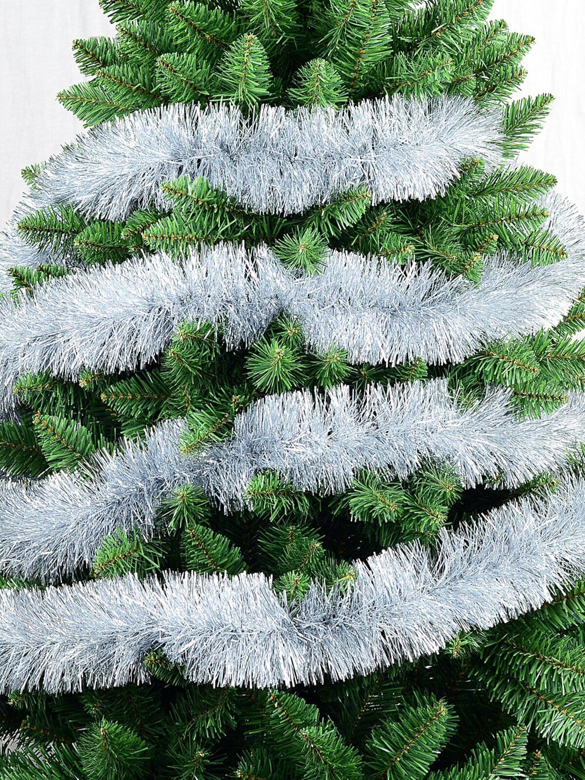 Premium 8ply Silver Metallic Fir Needle Christmas Tinsel Garland | 5m x 10cm — image 5