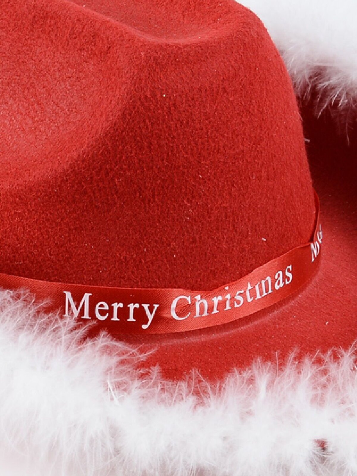 Red Cattleman Style Cowboy Santa Hat With White Fur Trim - One Size Fits Most — image 3
