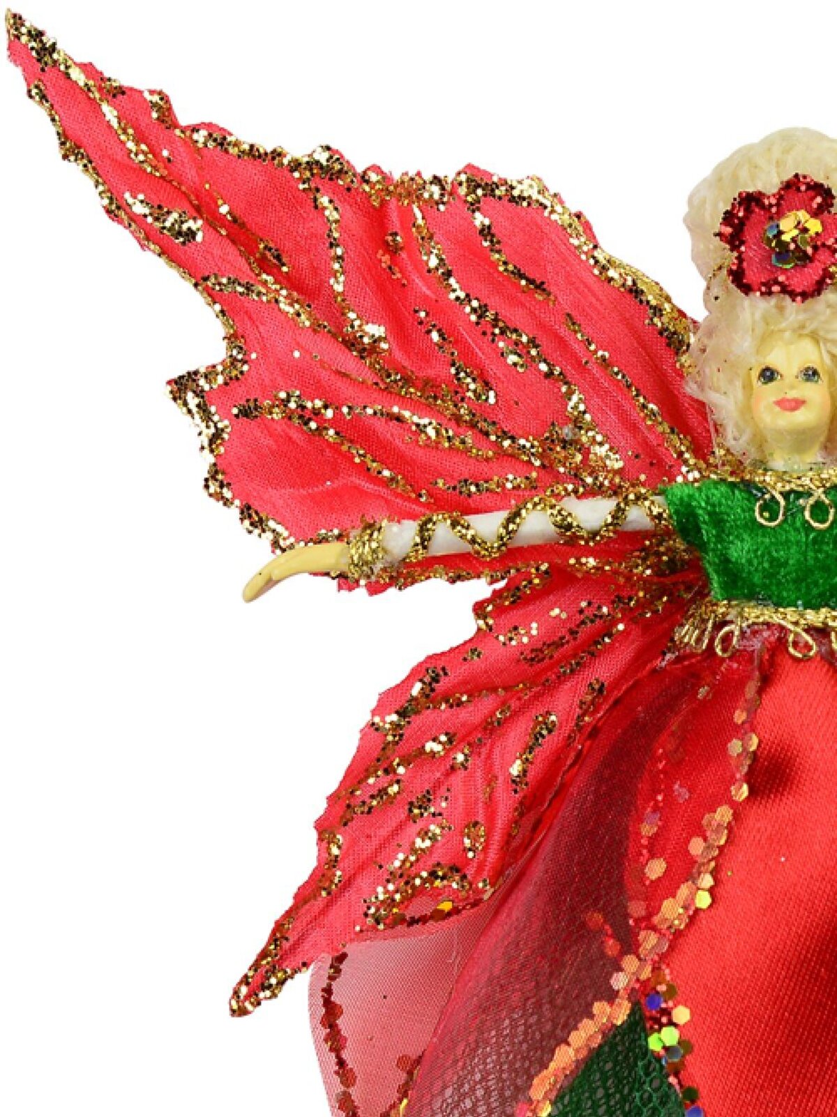 Red Dress & Wings Christmas Fairy Hanging Ornament - 18cm — image 3