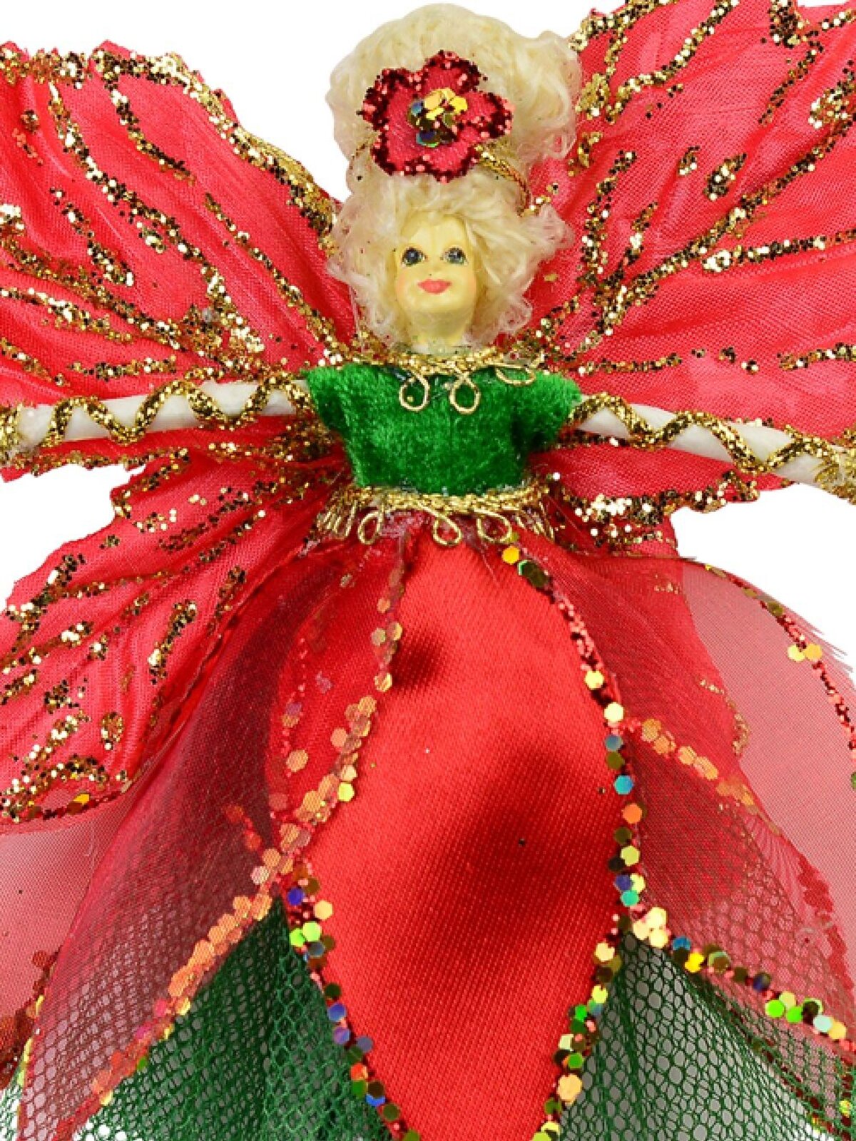 Red Dress & Wings Christmas Fairy Hanging Ornament - 18cm — image 2