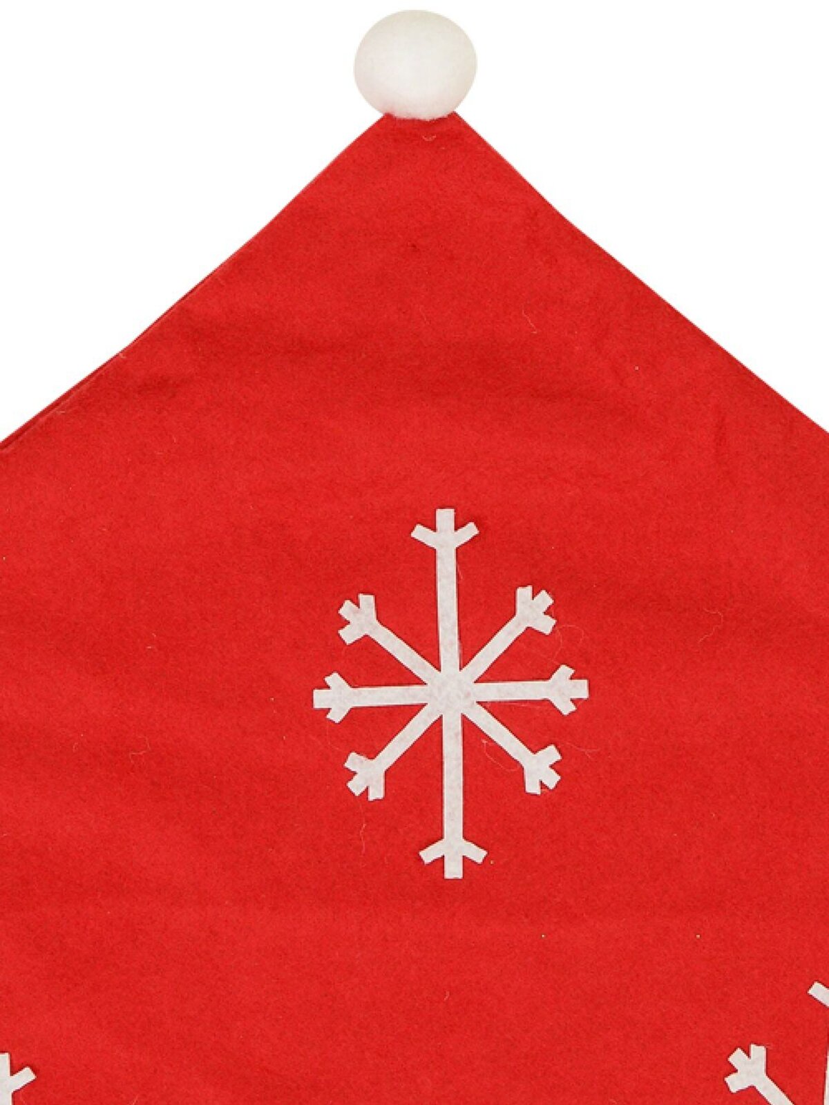 Red Felt Christmas Chair Cover With Appliqued Snowflakes & Mistletoe - 60cm — image 2