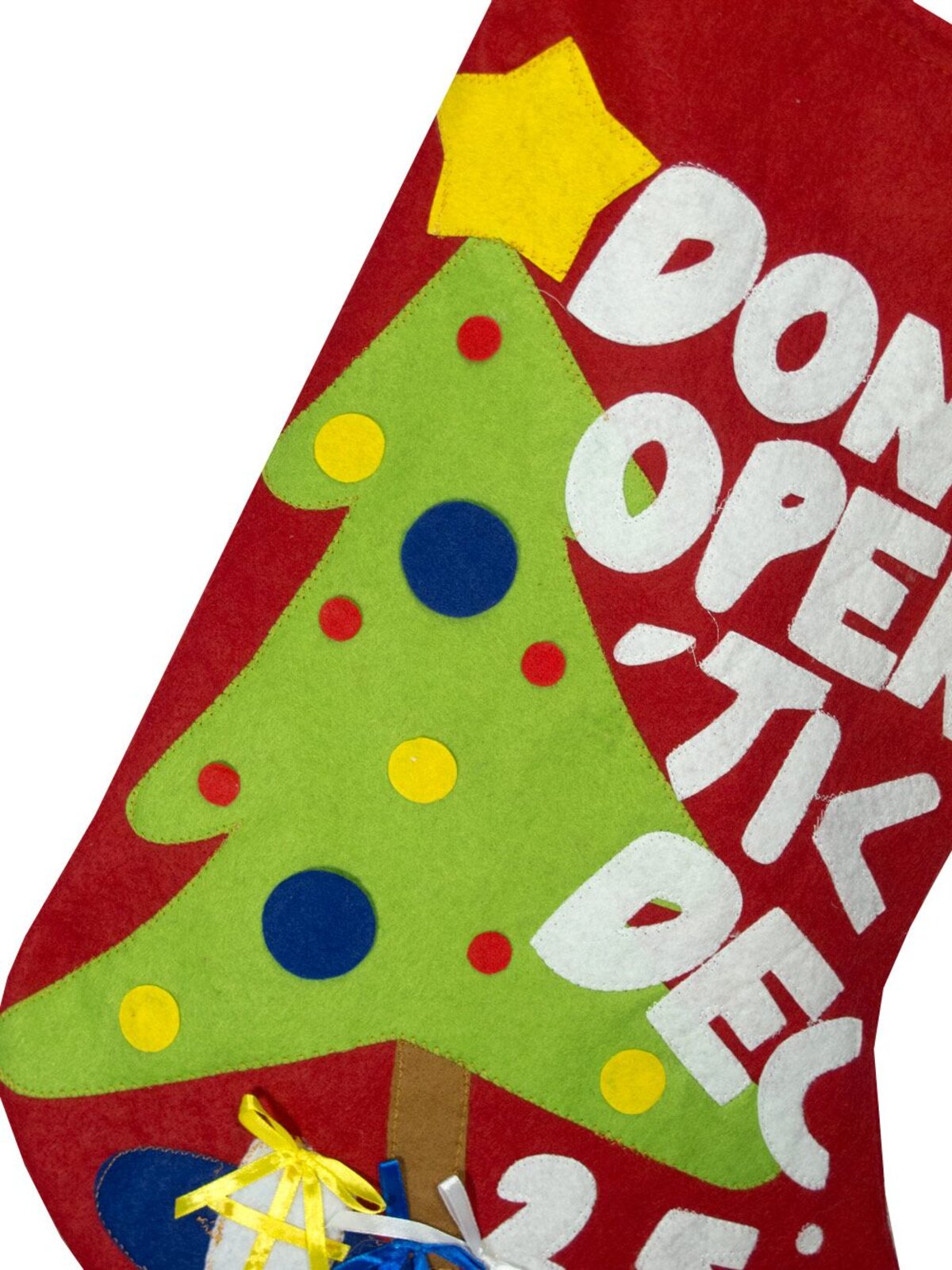 Red Felt Stocking 'Don't Open Til Dec 25th' - 70cm — image 4
