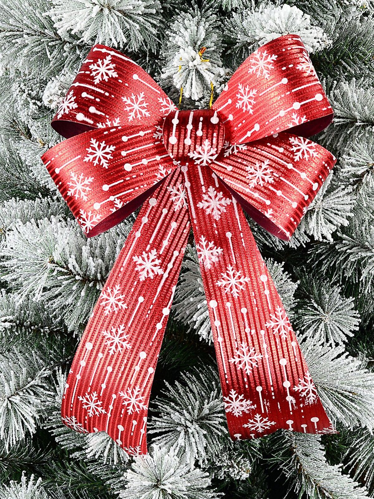Red Glitter Stripe & Snow White Whimsical Monumental Bow | 45cm — image 2
