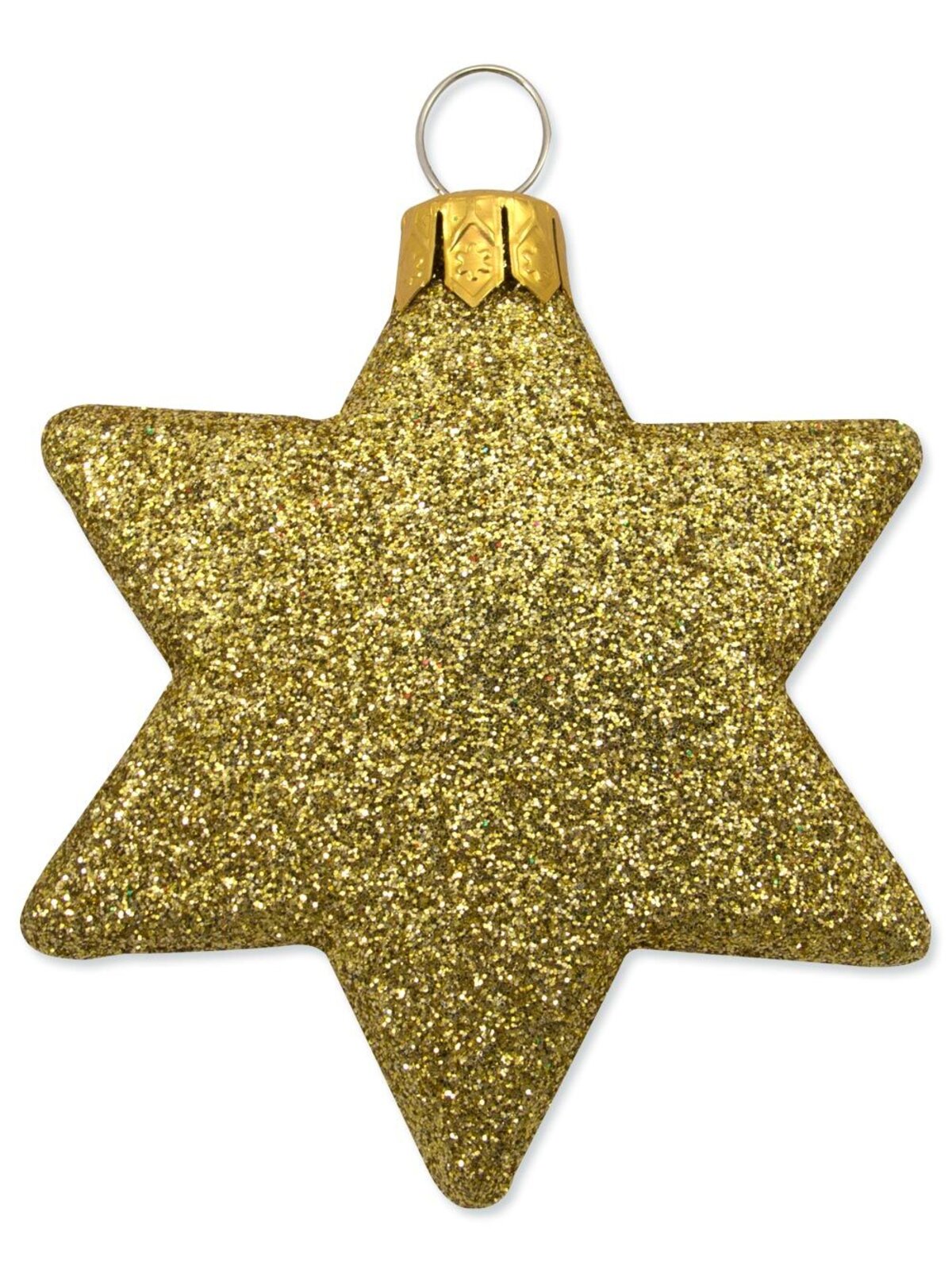 Red, Gold & Green Glittered Star Decorations - 65mm