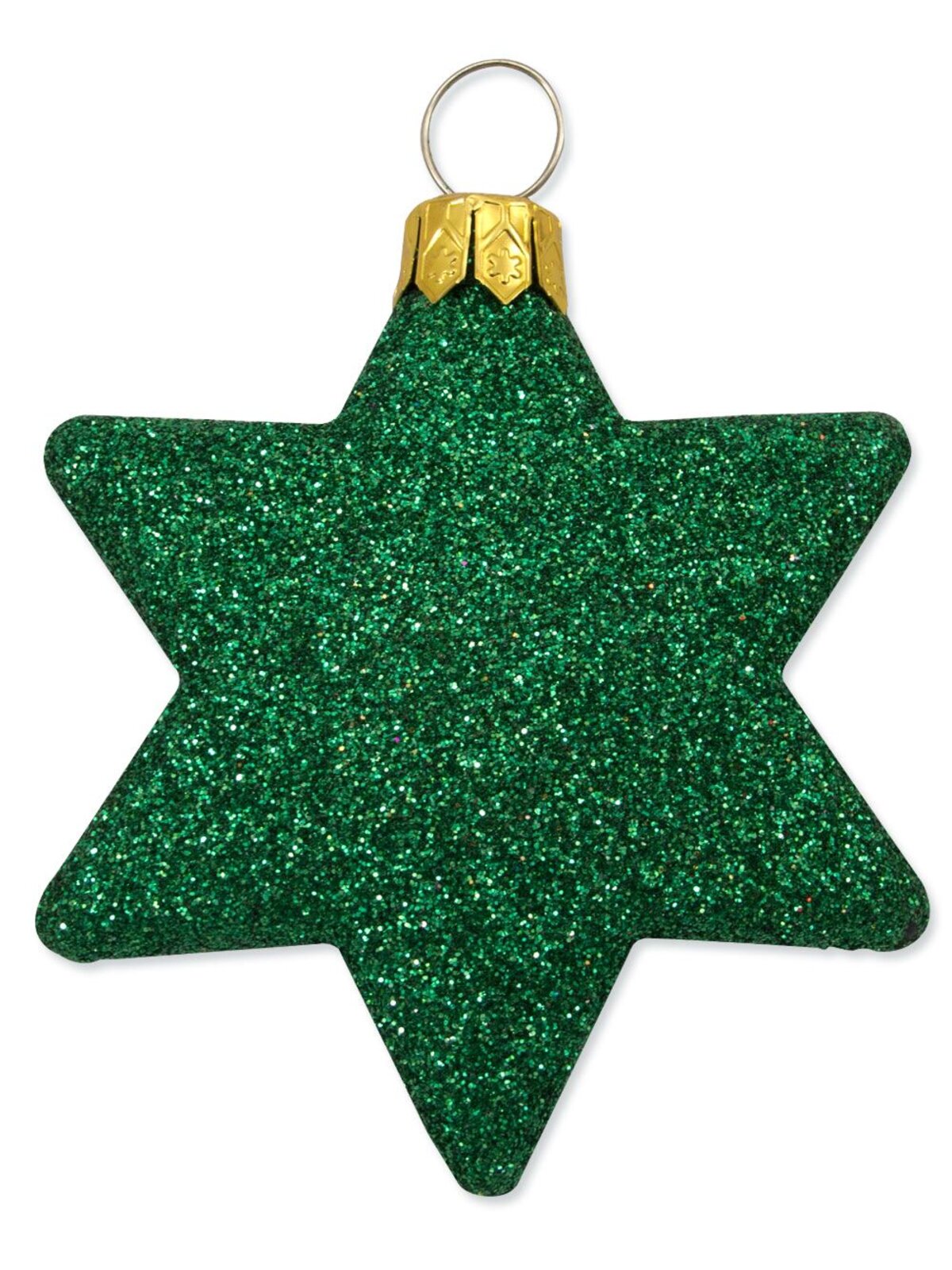 Red, Gold & Green Glittered Star Decorations - 65mm