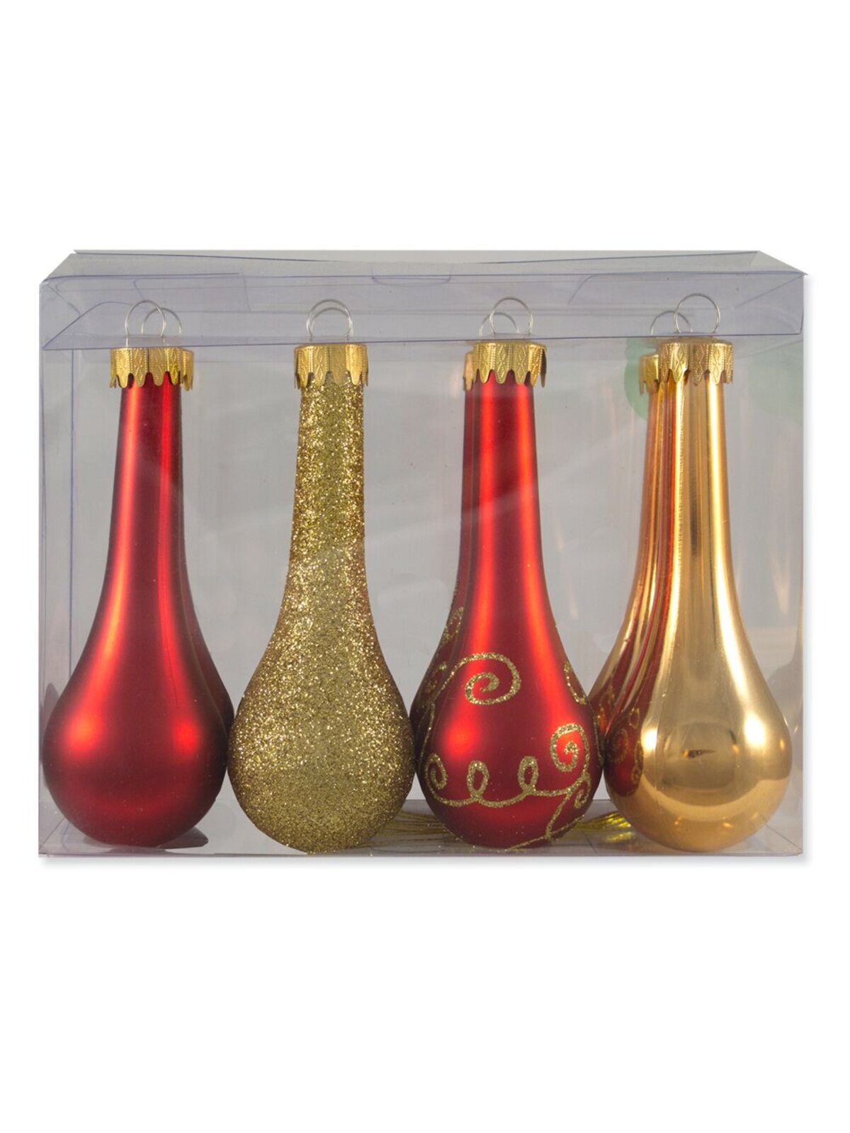 Red & Gold Tear Drop Bauble Decorations - 8 x 11cm — image 6