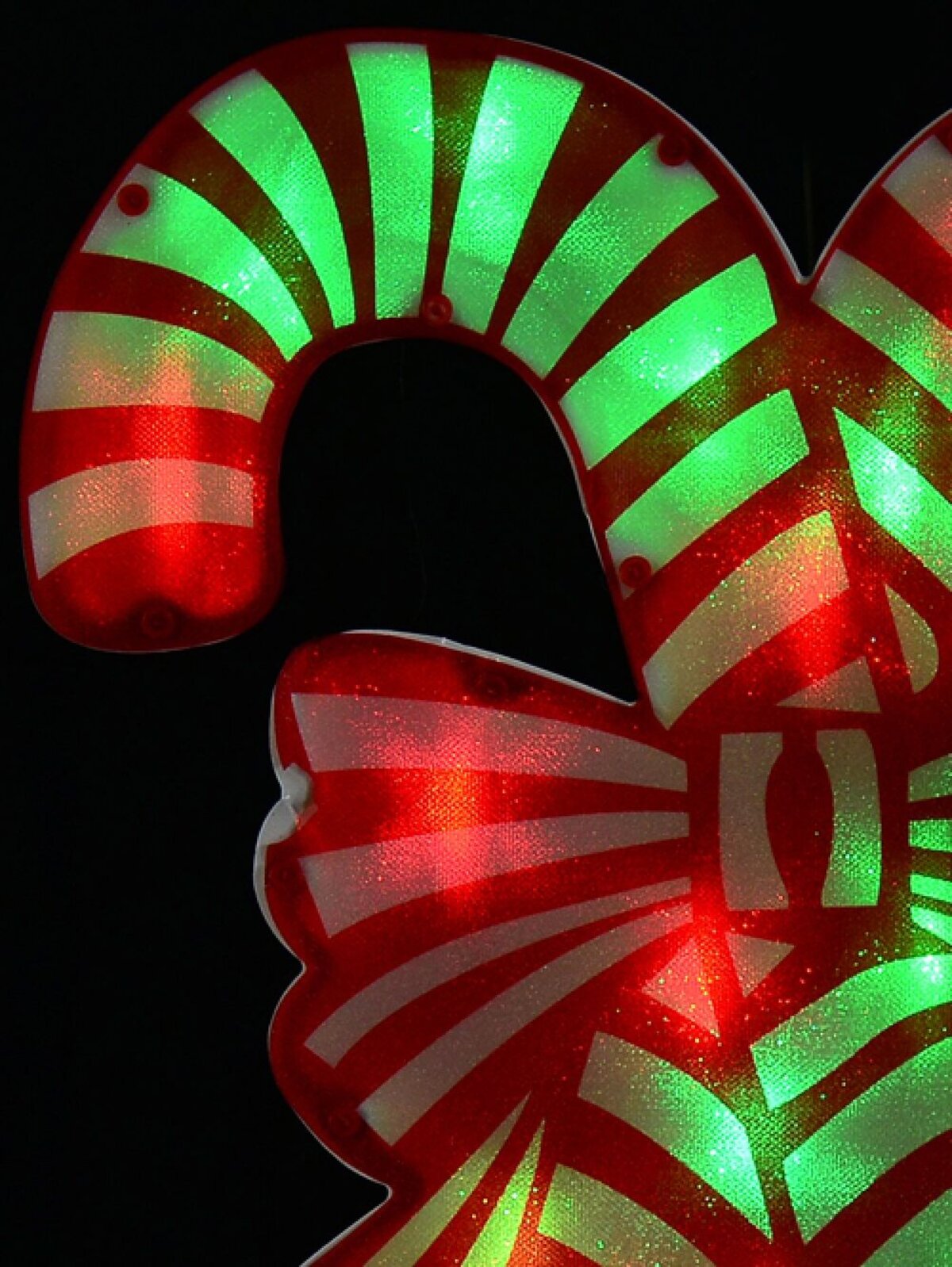 Red & Green Dual Bulb Twinkle PVC Candy Canes Light Silhouette - 49cm — image 3