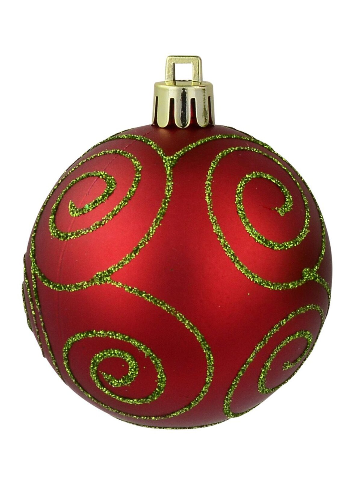 Red & Green Glitter, Matt & Glitter Swirls Baubles - 9 x 60mm
