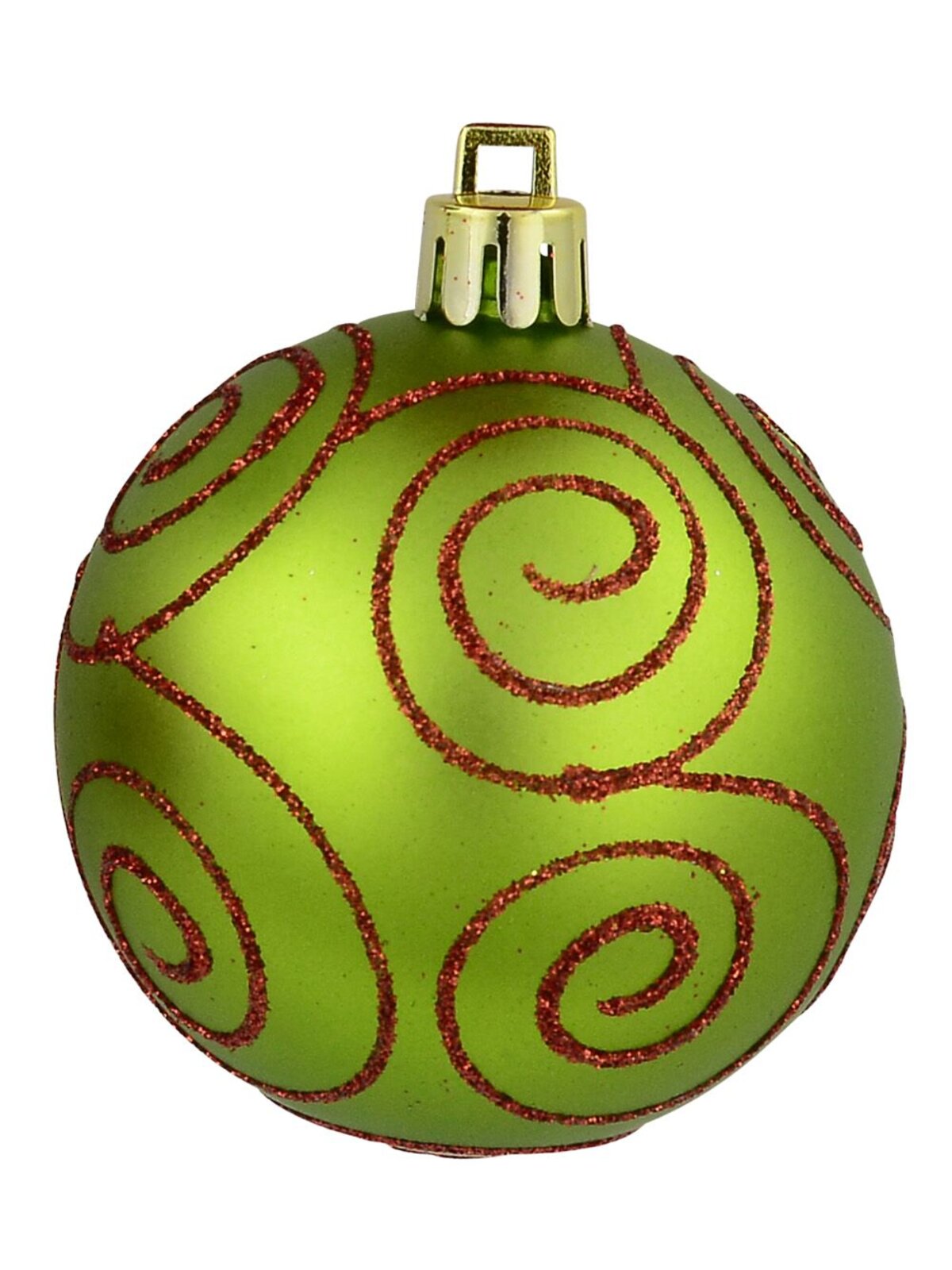 Red & Green Glitter, Matt & Glitter Swirls Baubles - 9 x 60mm