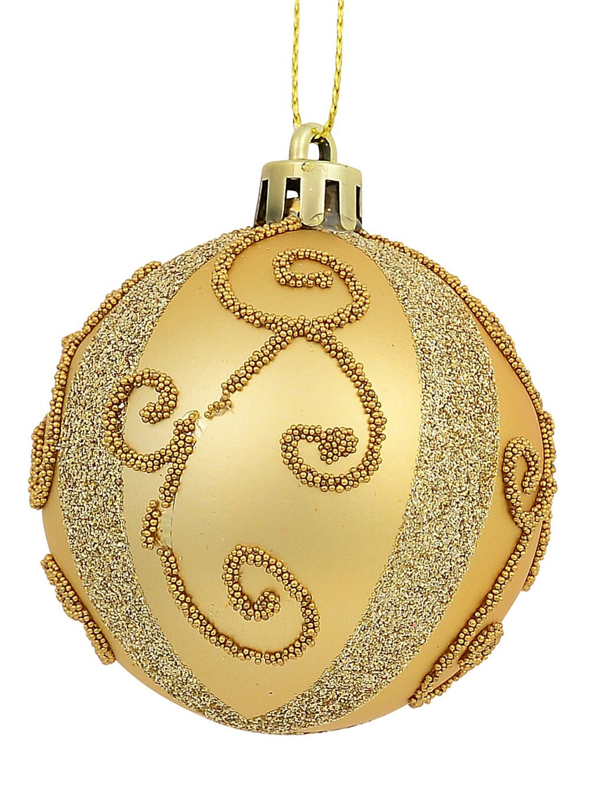 Red, Green & Gold Baubles With Gold Filigree Pattern & Thick Stripe - 6 x 60mm — image 5