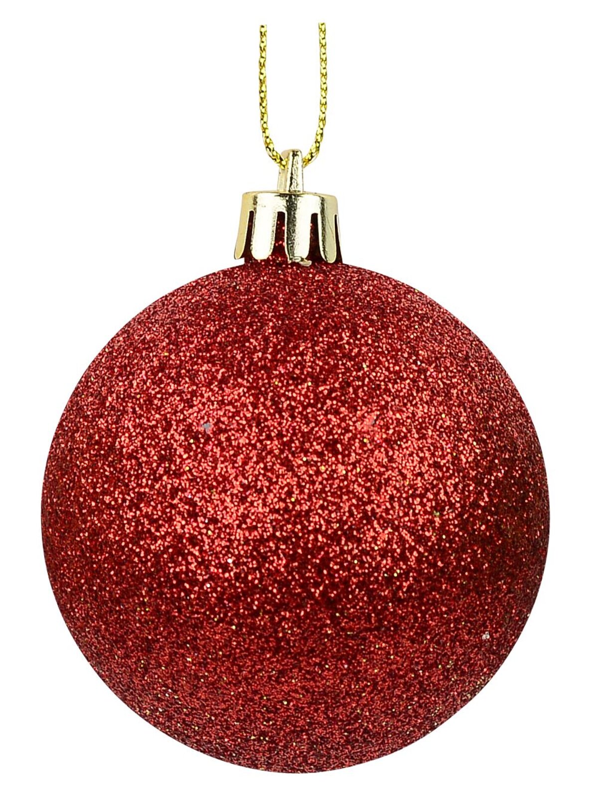 Red, Green & Gold Glittered Baubles 12 x 60mm