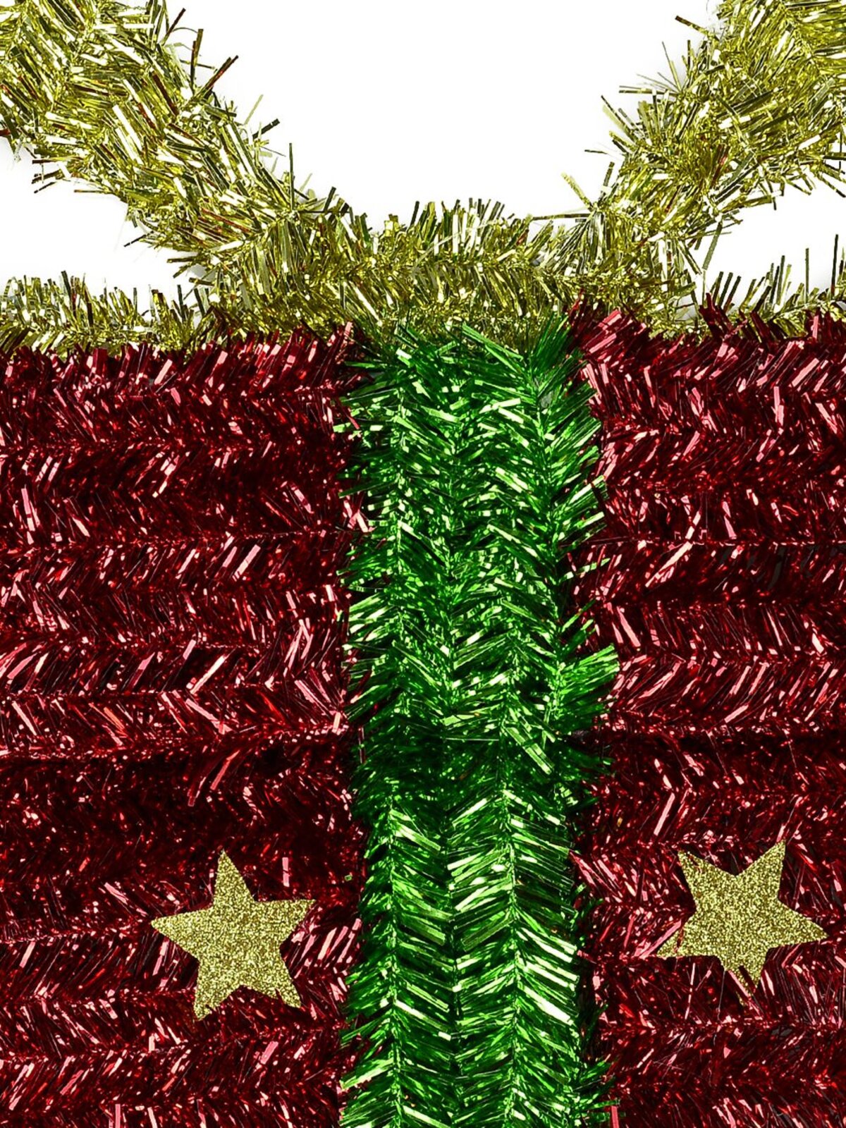 Red, Green & Gold Metallic Tinsel 2D Gift Box - 33cm
