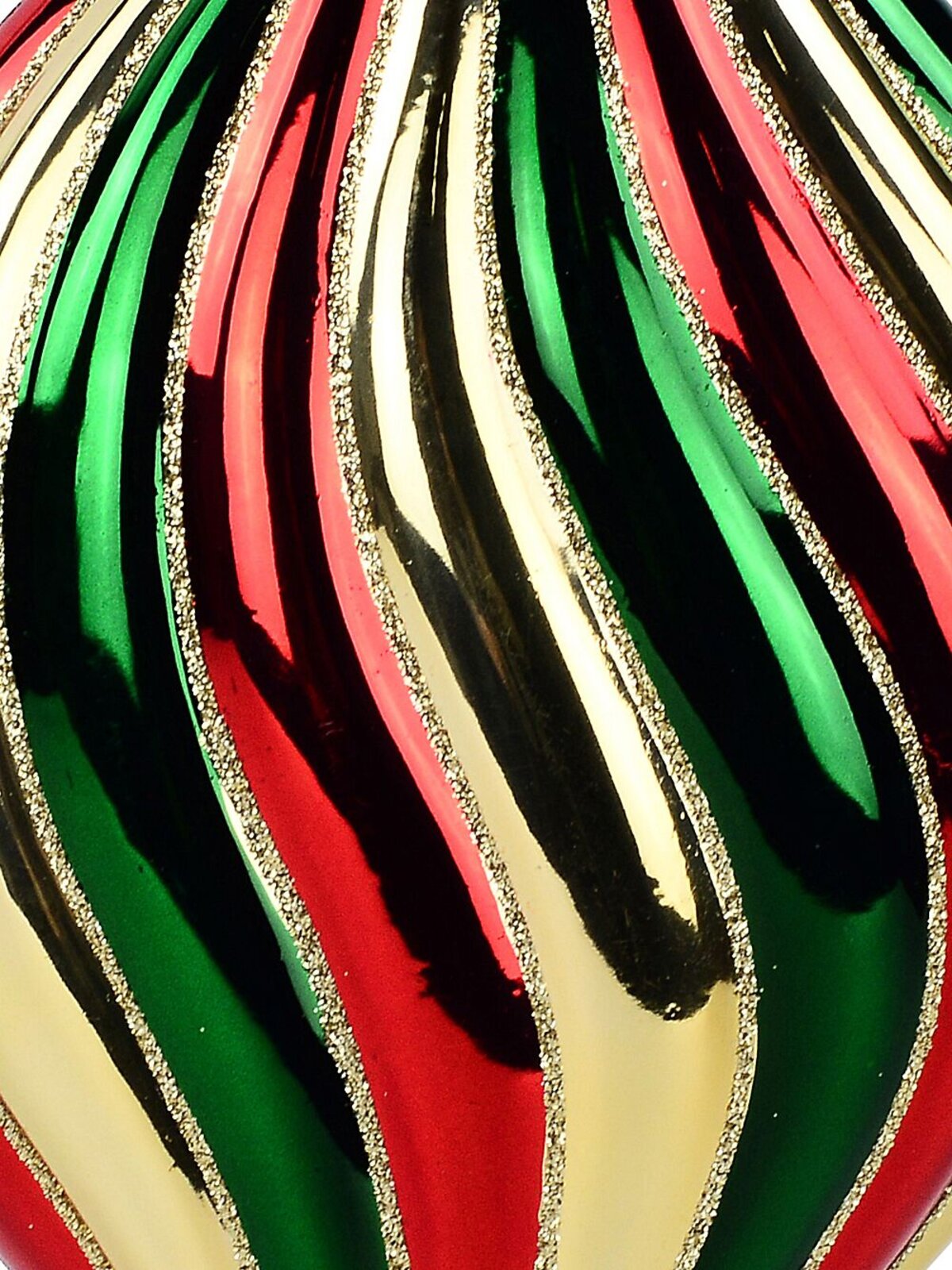 Red Green & Gold Stripe Whimsical Monumental Onion Drop | 28cm — image 3