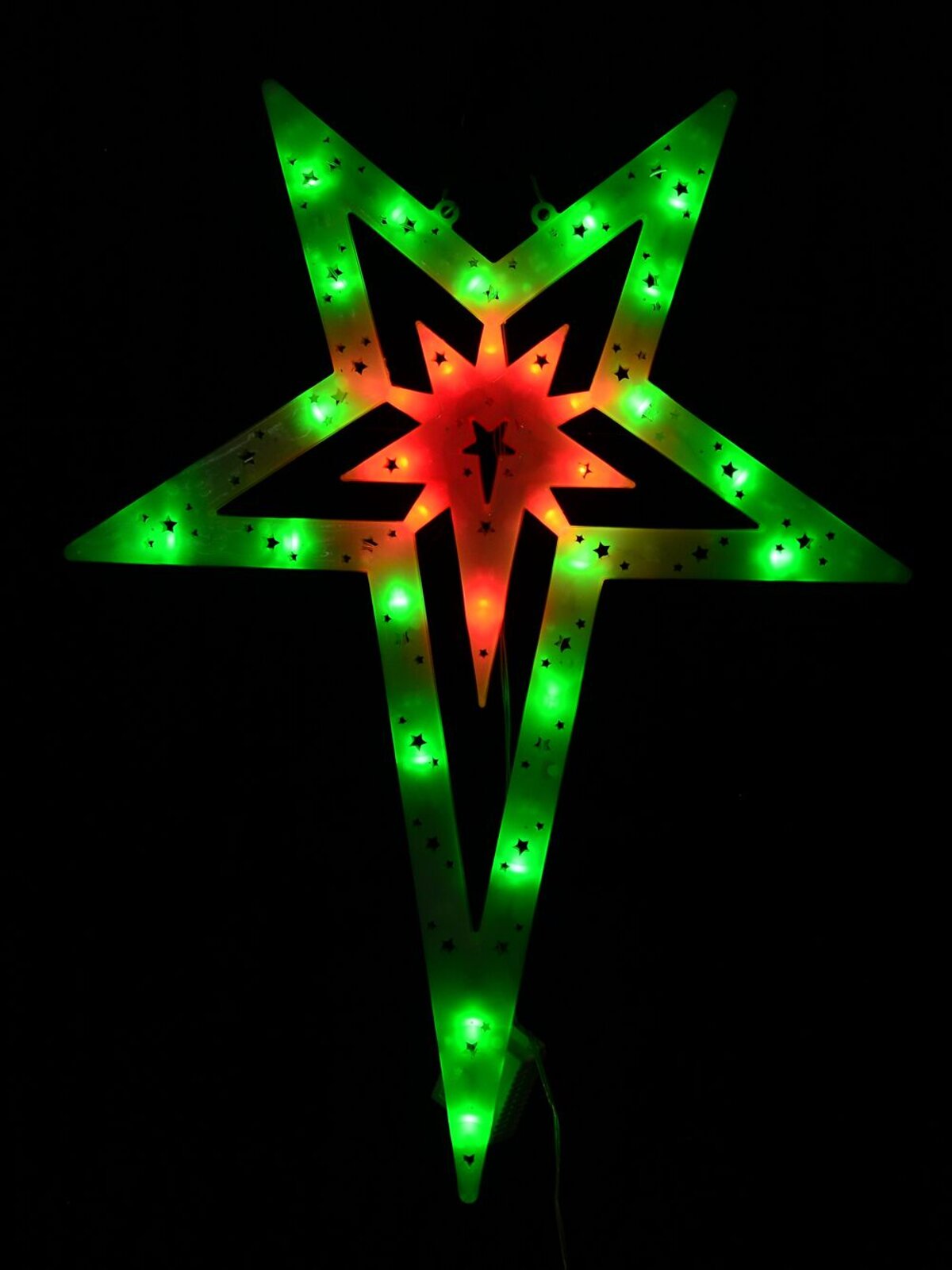 Red & Green LED 5-Point Star Of Bethlehem Light Display Silhouette - 57cm — image 2