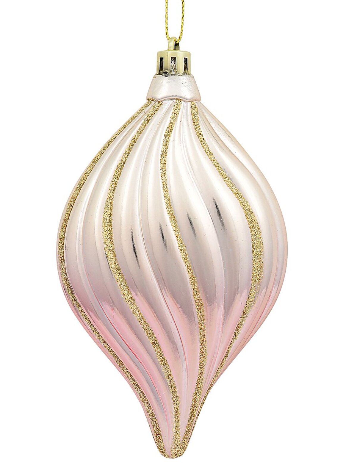 Red, Green & Pink Gradated Onion Baubles With Gold Stripes - 3 x 14cm — image 3