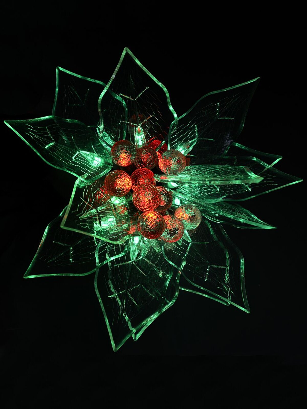 Red & Green Poinsettia LED String Lights - 5m