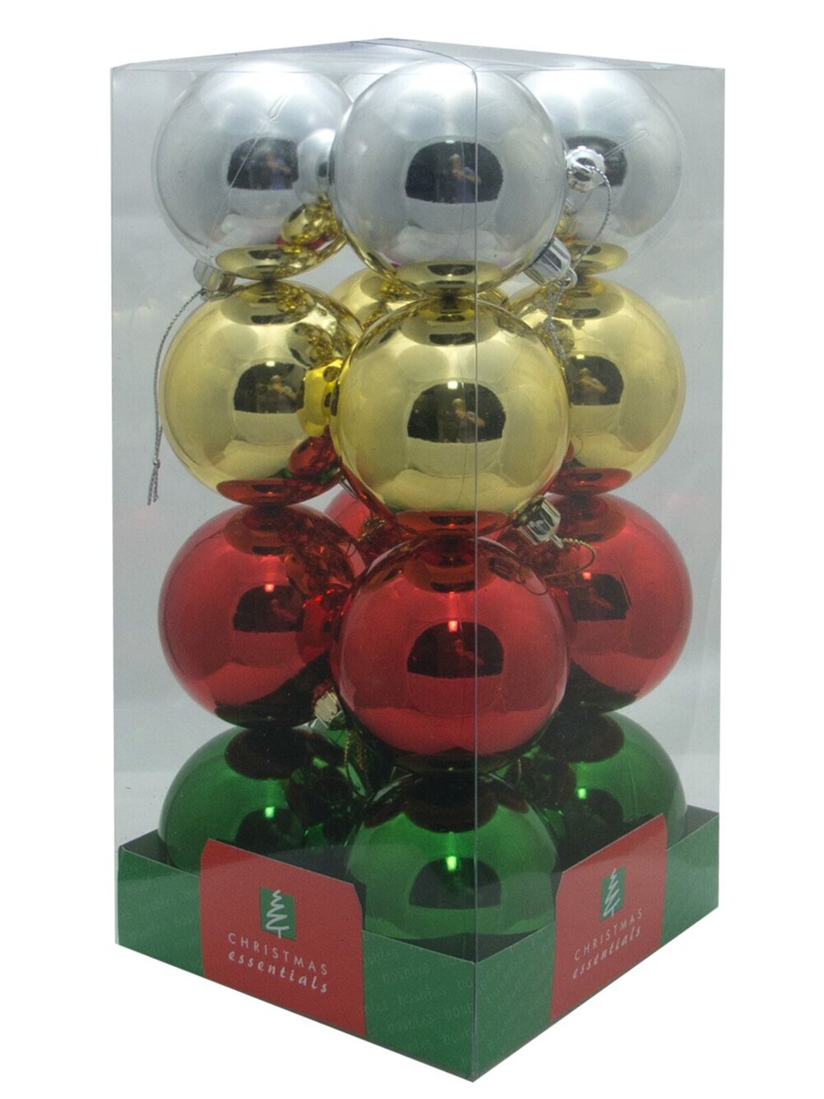 Red Green Silver & Gold Metallic Christmas Baubles - 16 x 60mm — image 6