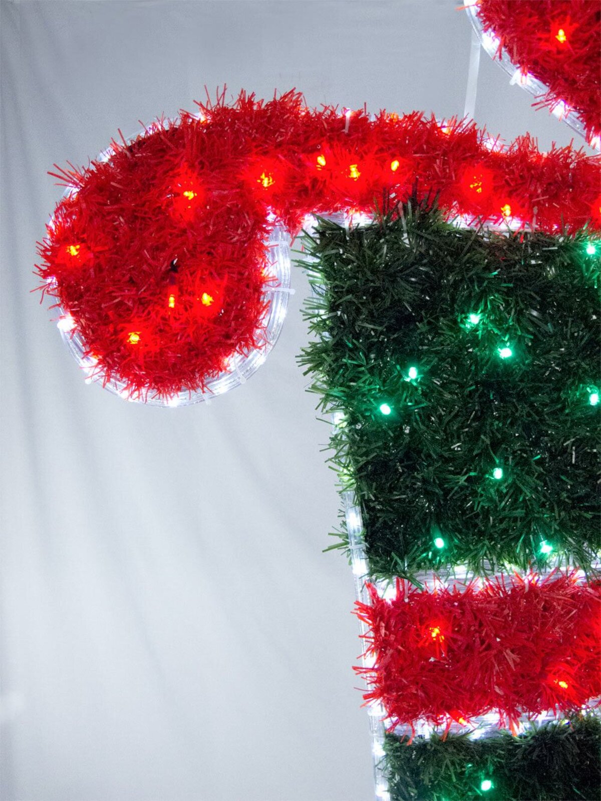 Red & Green Tinsel Christmas Present LED Rope Light Silhouette - 1.1m — image 3