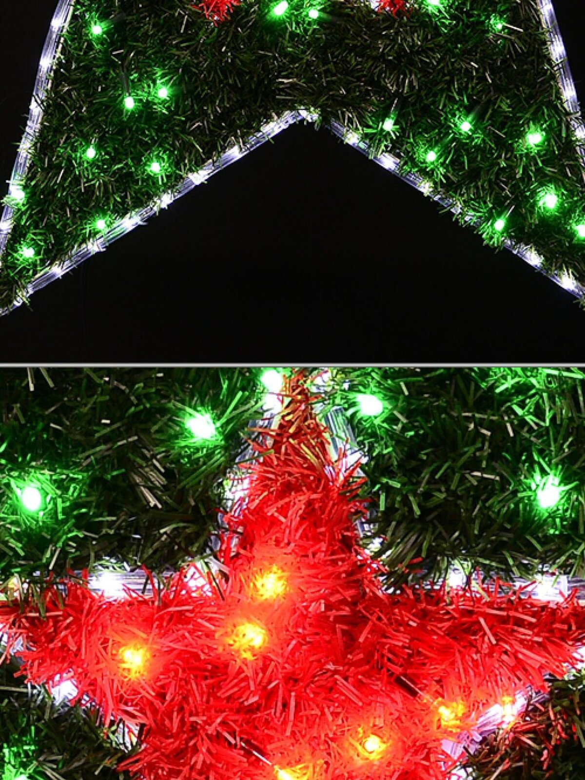 Red & Green Tinsel With Cool White LED Star Rope Light Silhouette - 95cm — image 5