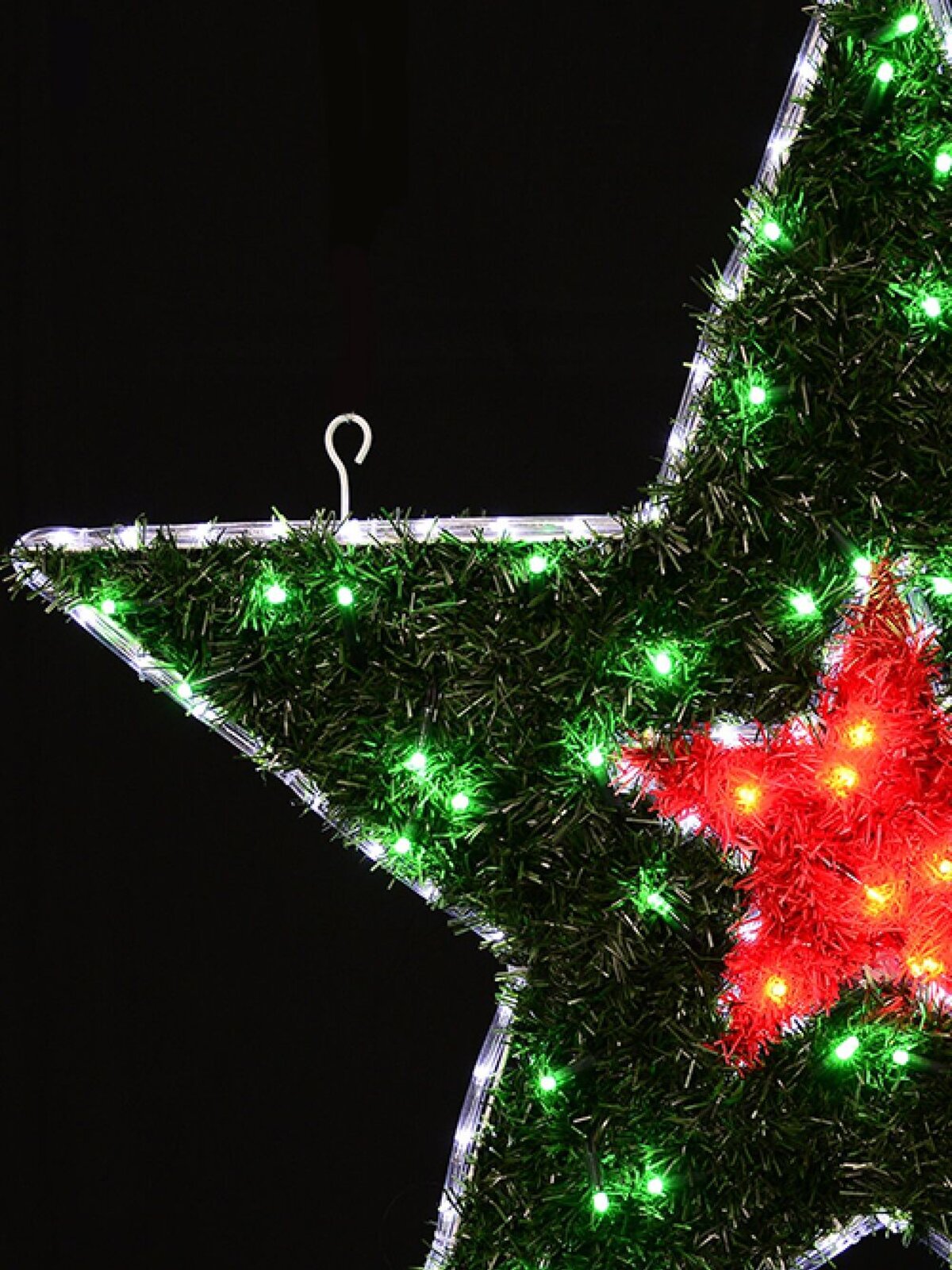 Red & Green Tinsel With Cool White LED Star Rope Light Silhouette - 95cm — image 3