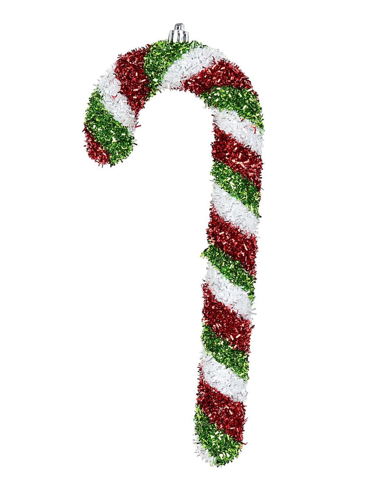 Red, Green & White Stripe Tinsel Candy Cane Hanging Decoration - 4 x 24cm — image 3