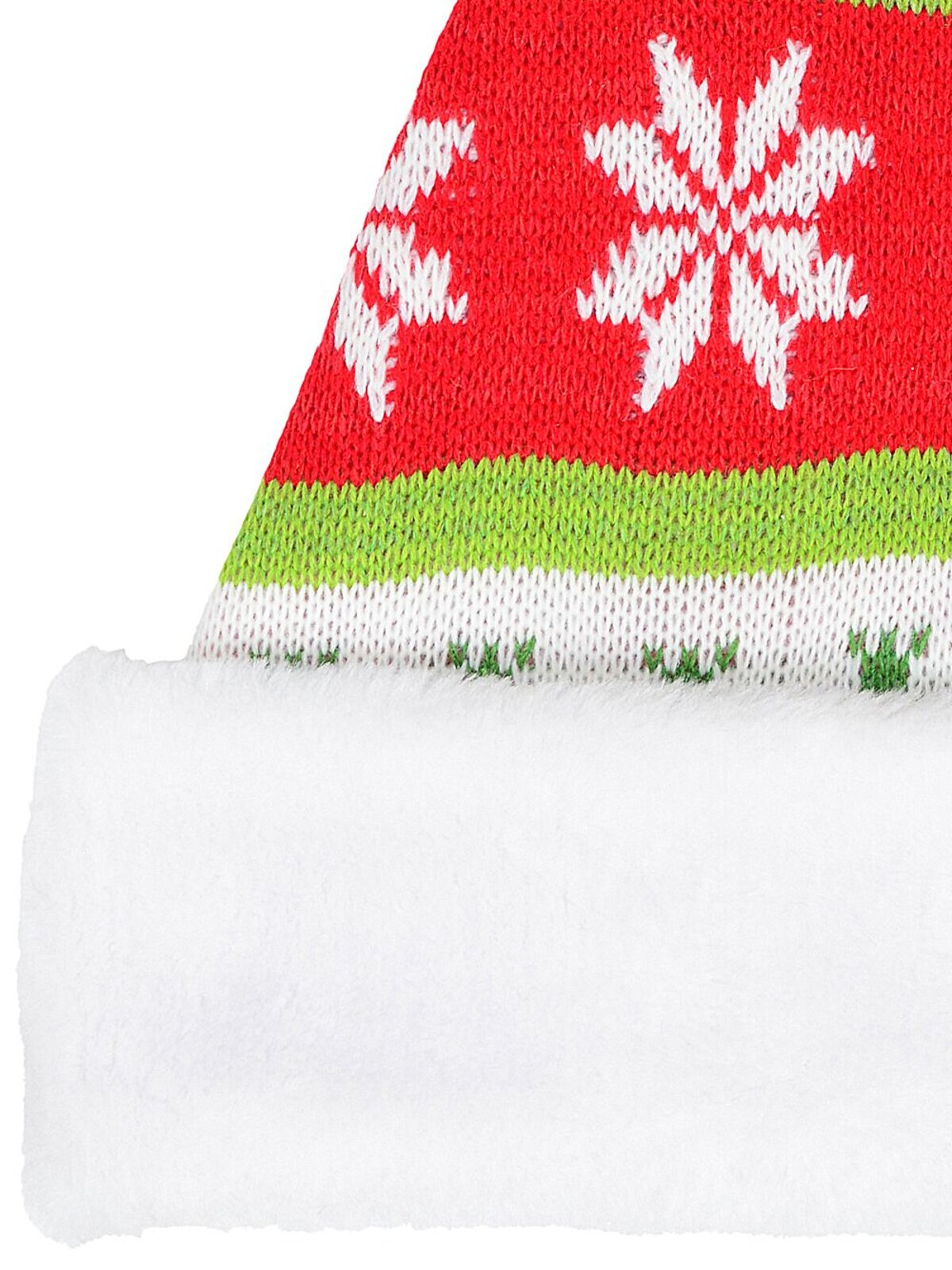 Red Green & White Ugly Sweater Knitted Santa Hat | One Size Fits Most — image 4