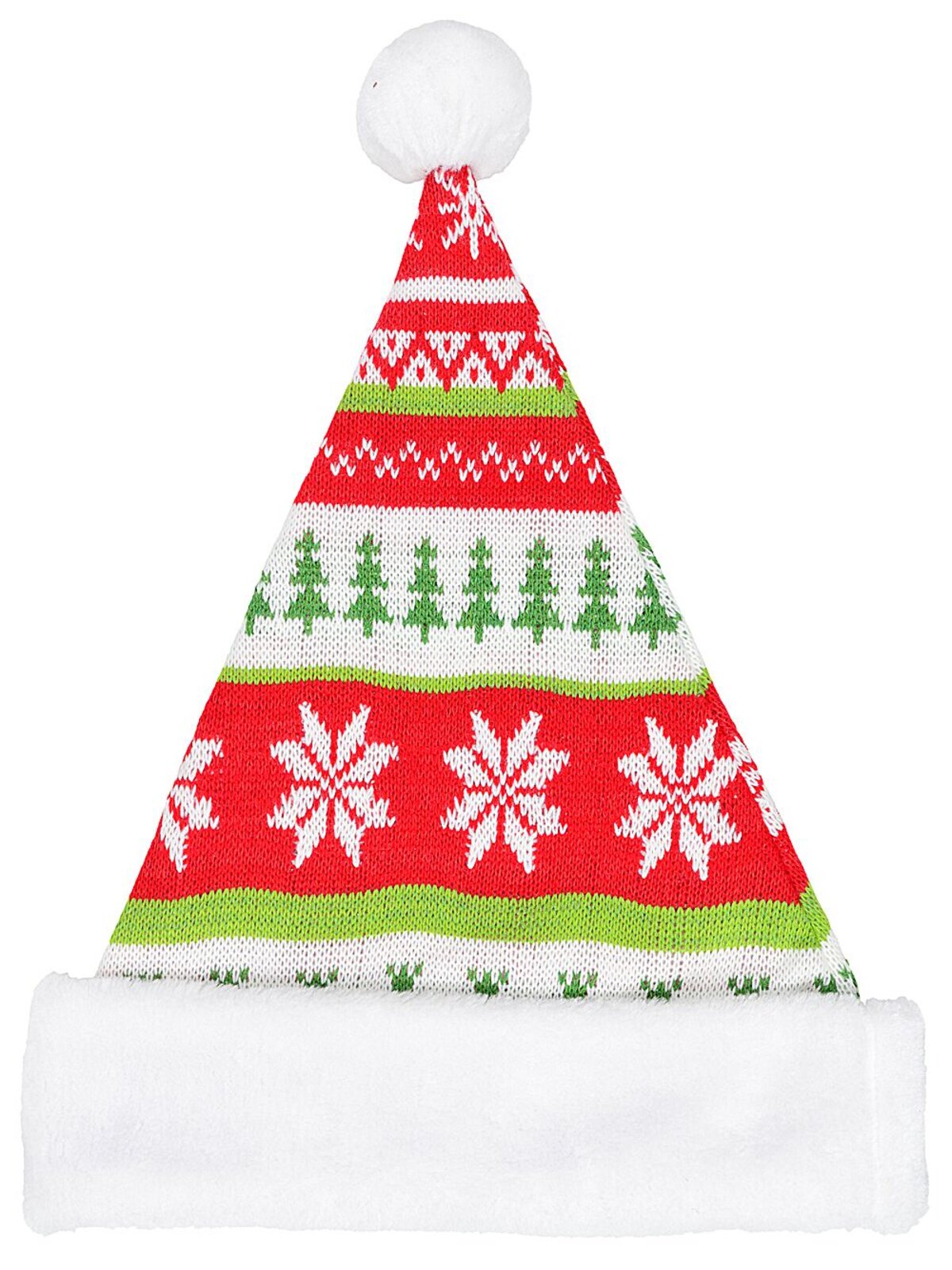 Red Green & White Ugly Sweater Knitted Santa Hat | One Size Fits Most — image 3