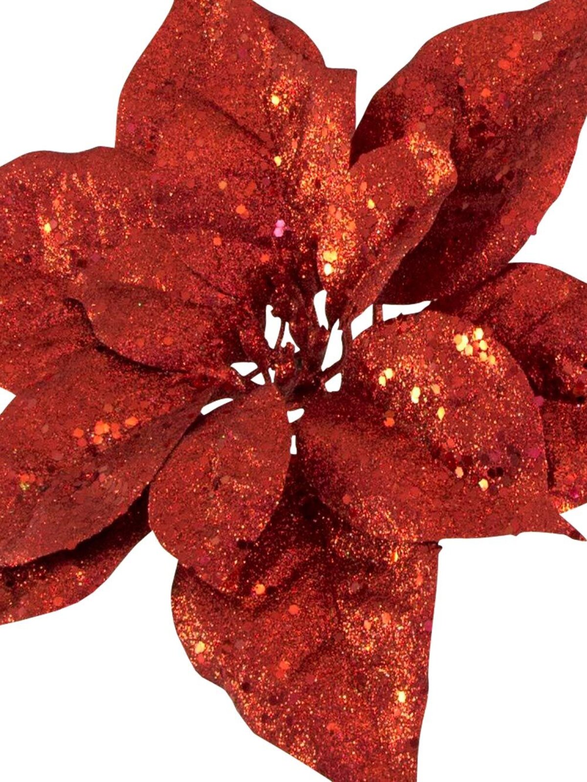 Red Sequin & Glitter Poinsettia Decorative Pick - 26cm — image 2