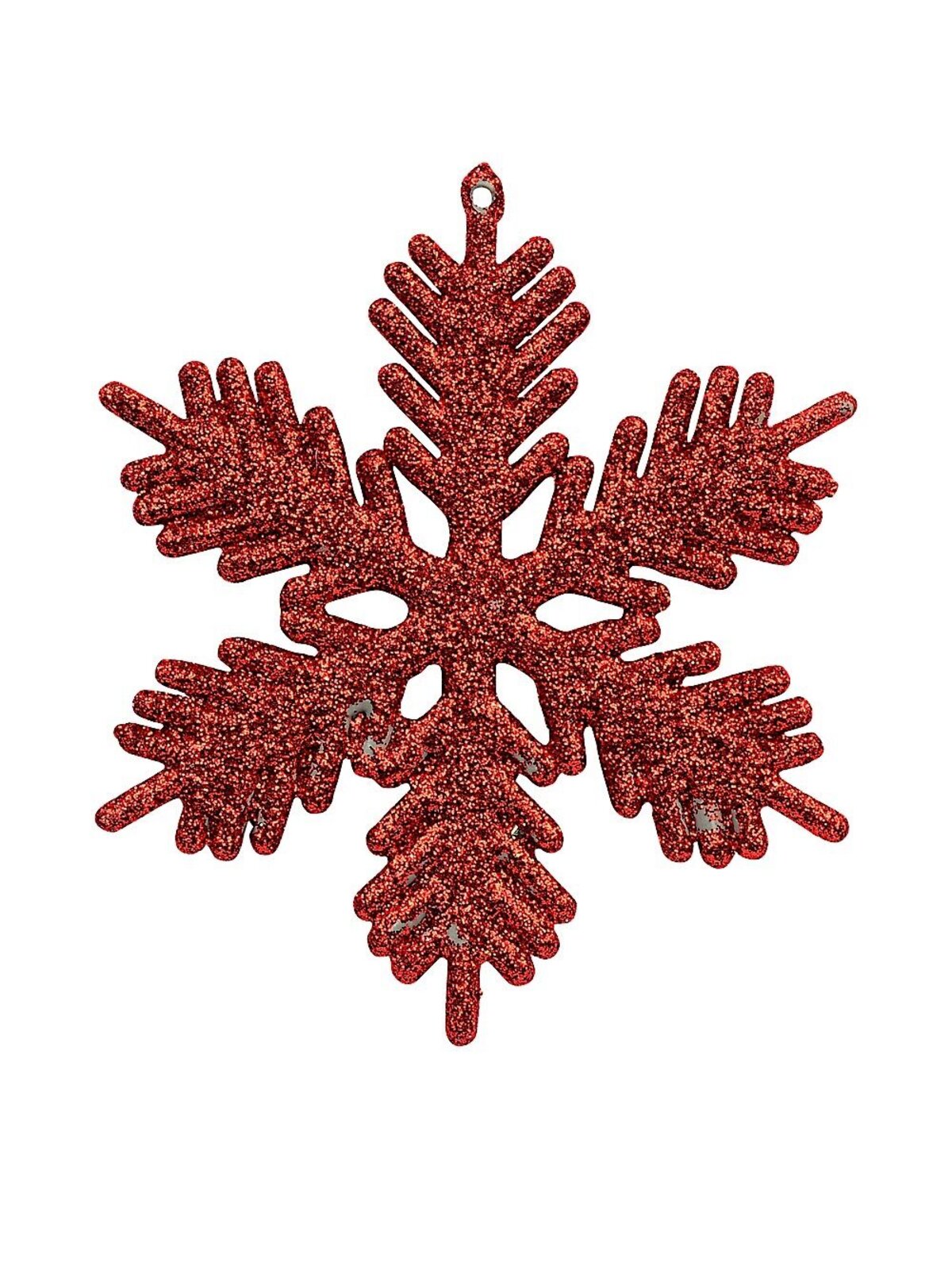 Red Snowflake Ornaments With Glitter - 6 x 10cm
