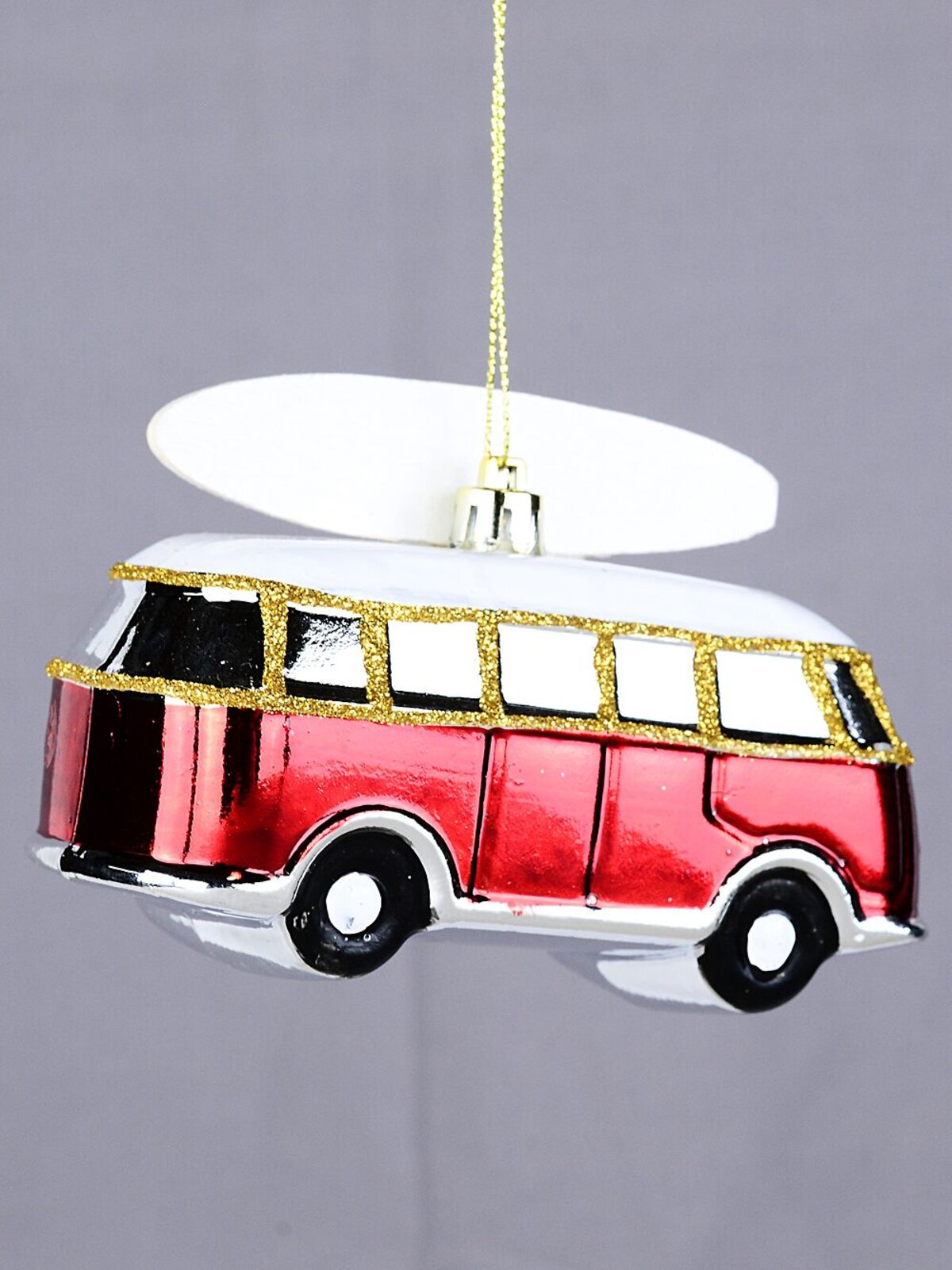 Red Vintage Surfboard Kombi Van Whimsical Essential Ornament | 13cm — image 3