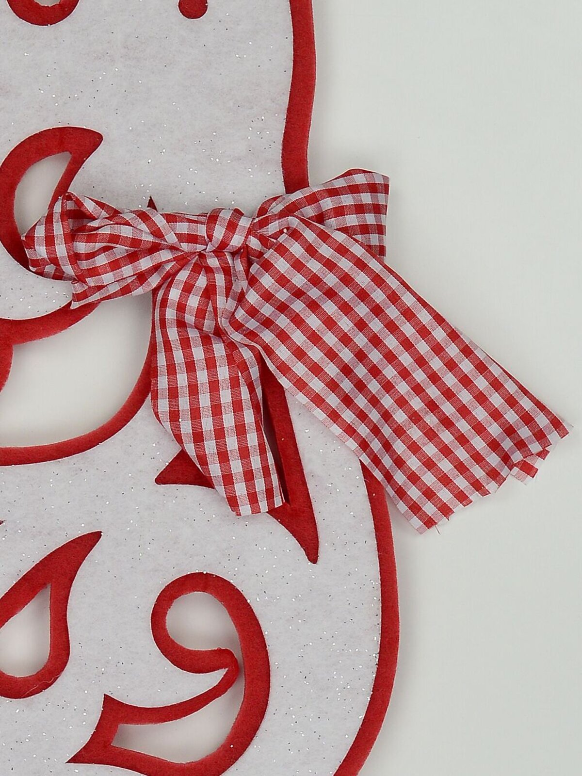 Red & White Dacron Reindeer Hanging Decoration - 58cm