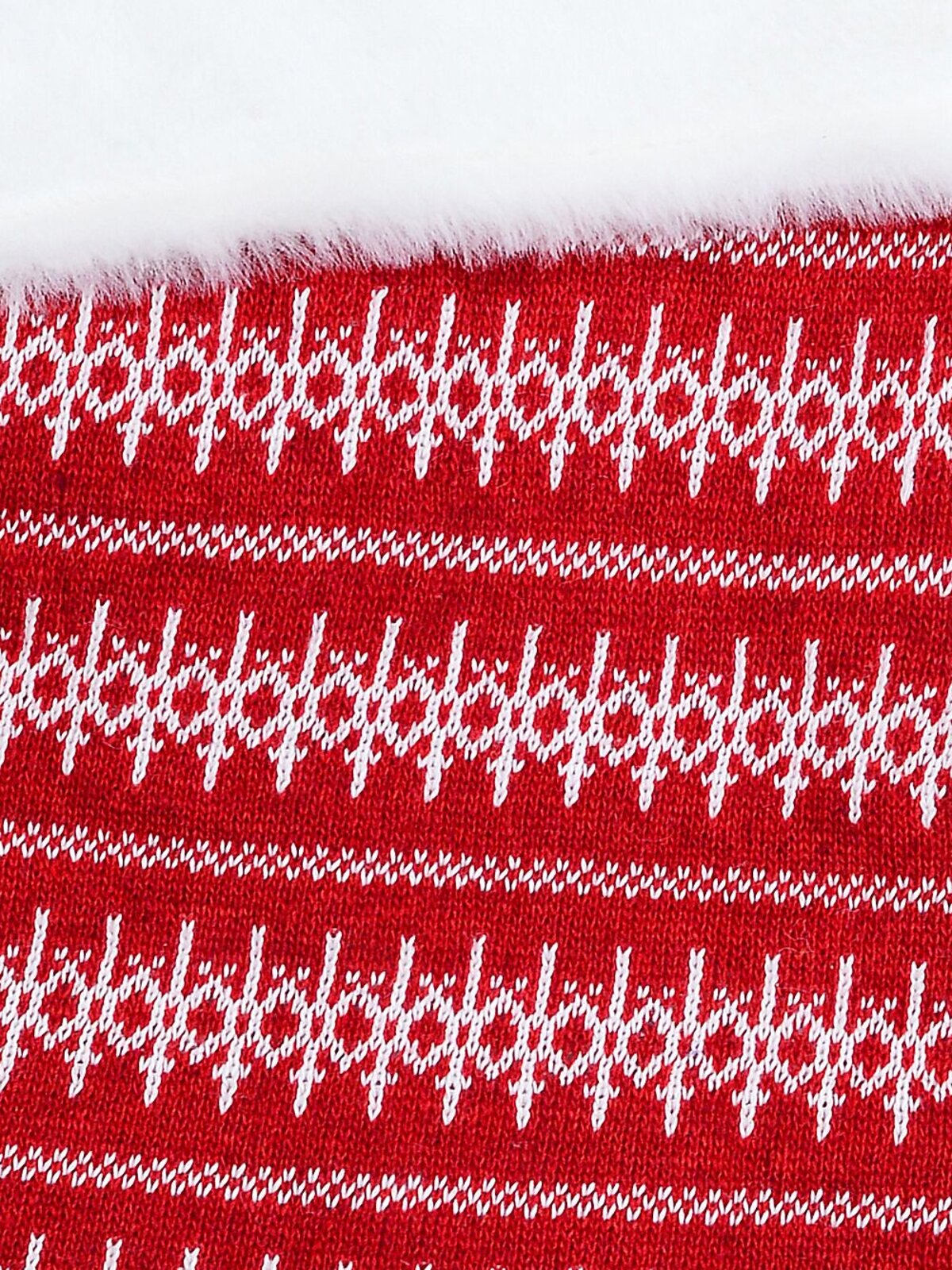 Red & White Fair Isle Knit Christmas Stocking With Faux Fur Cuff | 40cm — image 3