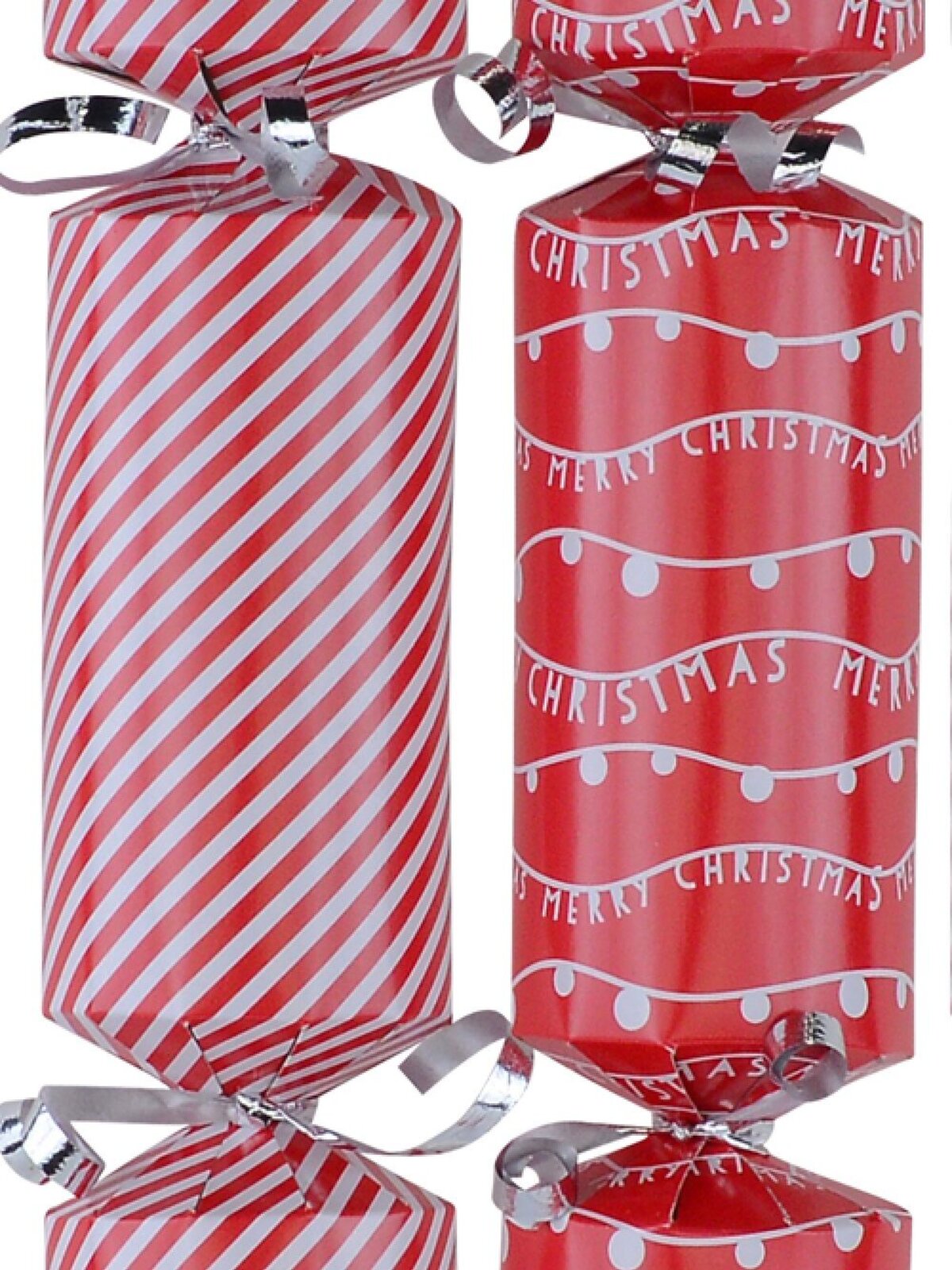Red With White Strings & Stripes Christmas Cracker Bon Bons - 12 x 31cm — image 2