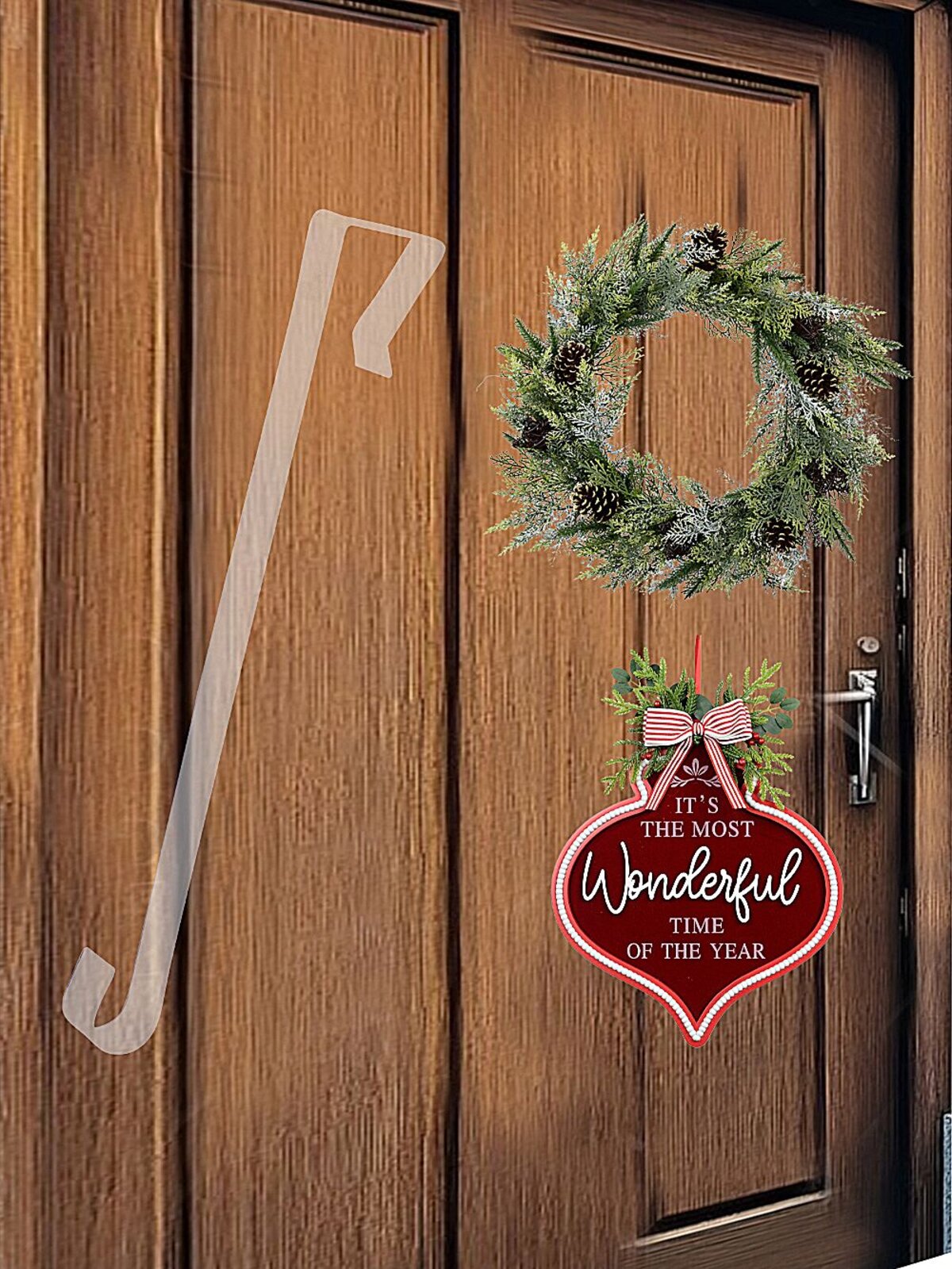 Reusable Clear Christmas Wreath Hanger | 36cm Over Door Hook Holds 11kg — image 3