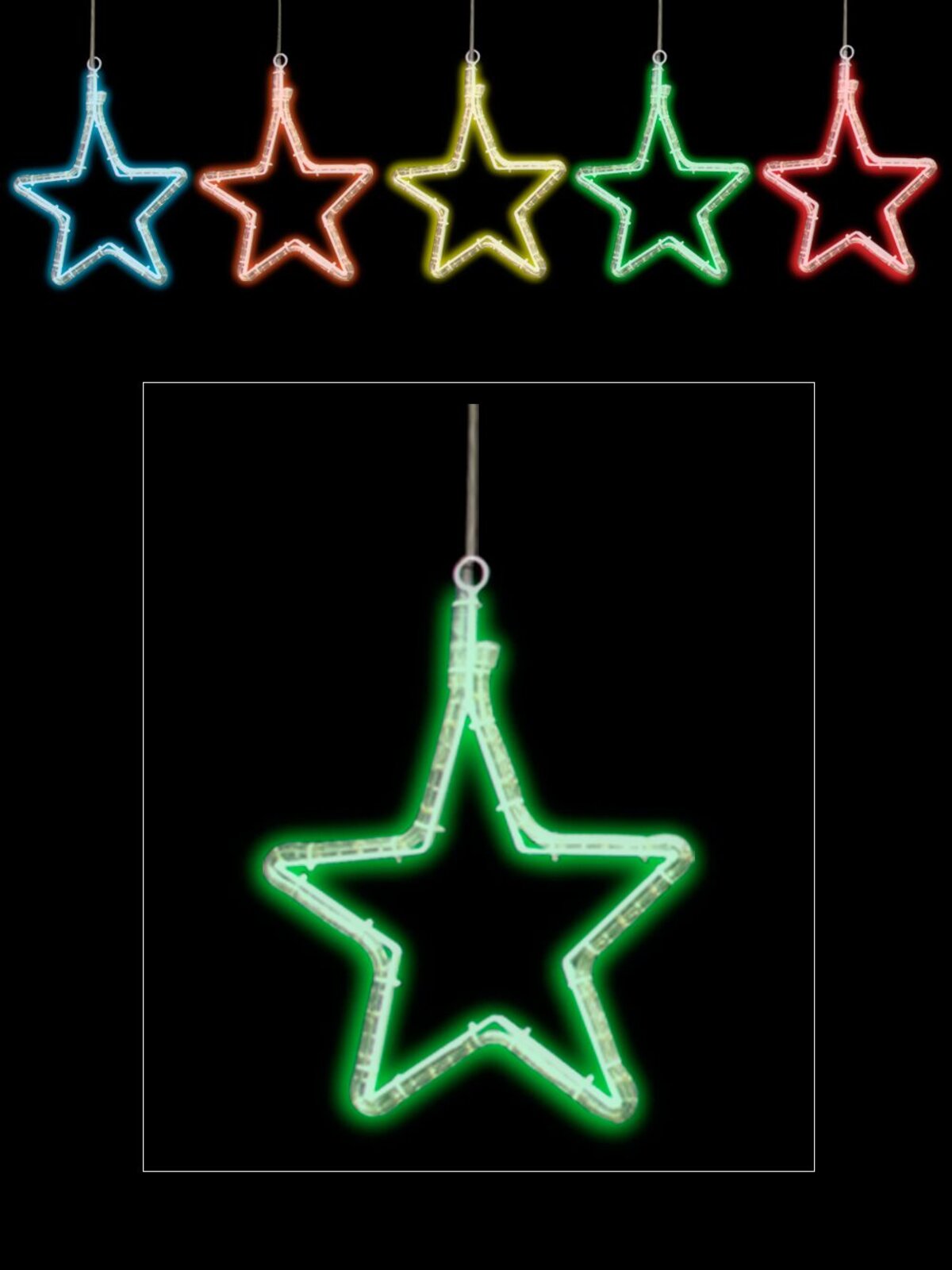 Rope Light 5 Flashing Multi Colour Stars Light Display - 6m