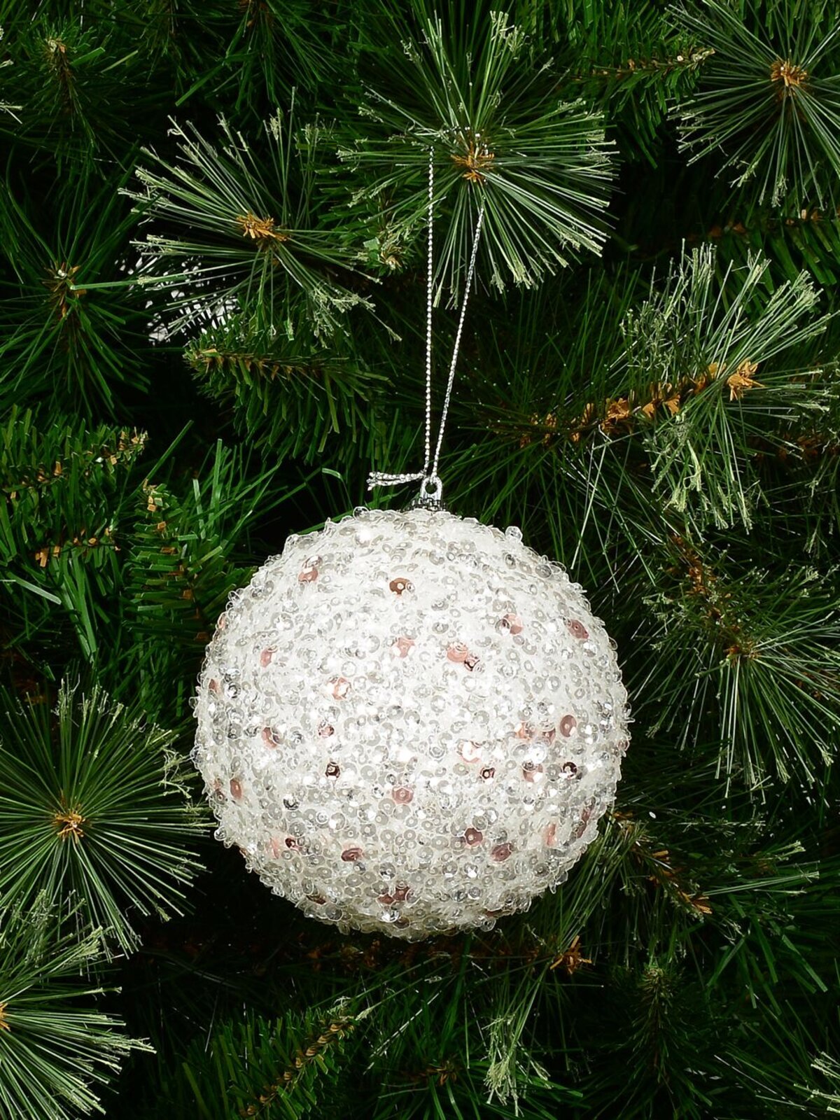 Rose Gold & Silver Lustrous Signature Sequin Bauble | 10cm — image 2