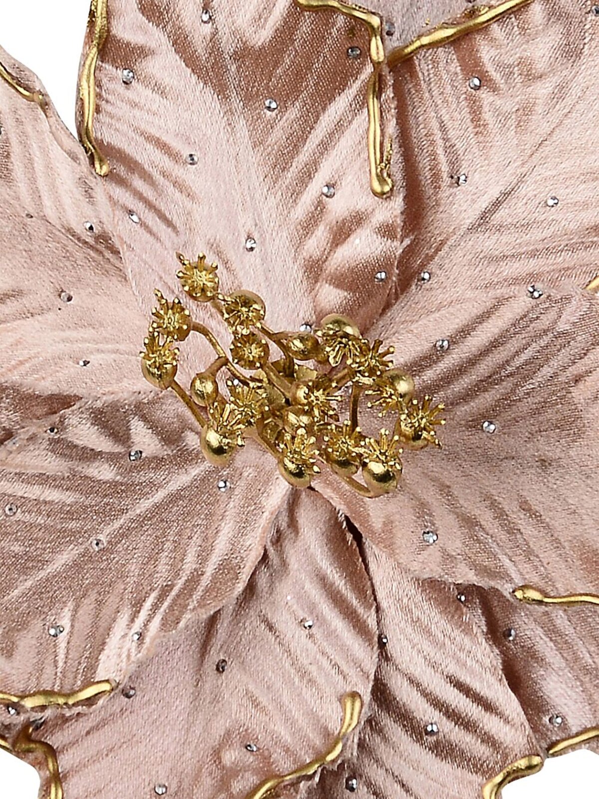 Rose Gold With Silver Diamantes Poinsettia Christmas Tree Clip Pick | 28cm — image 3