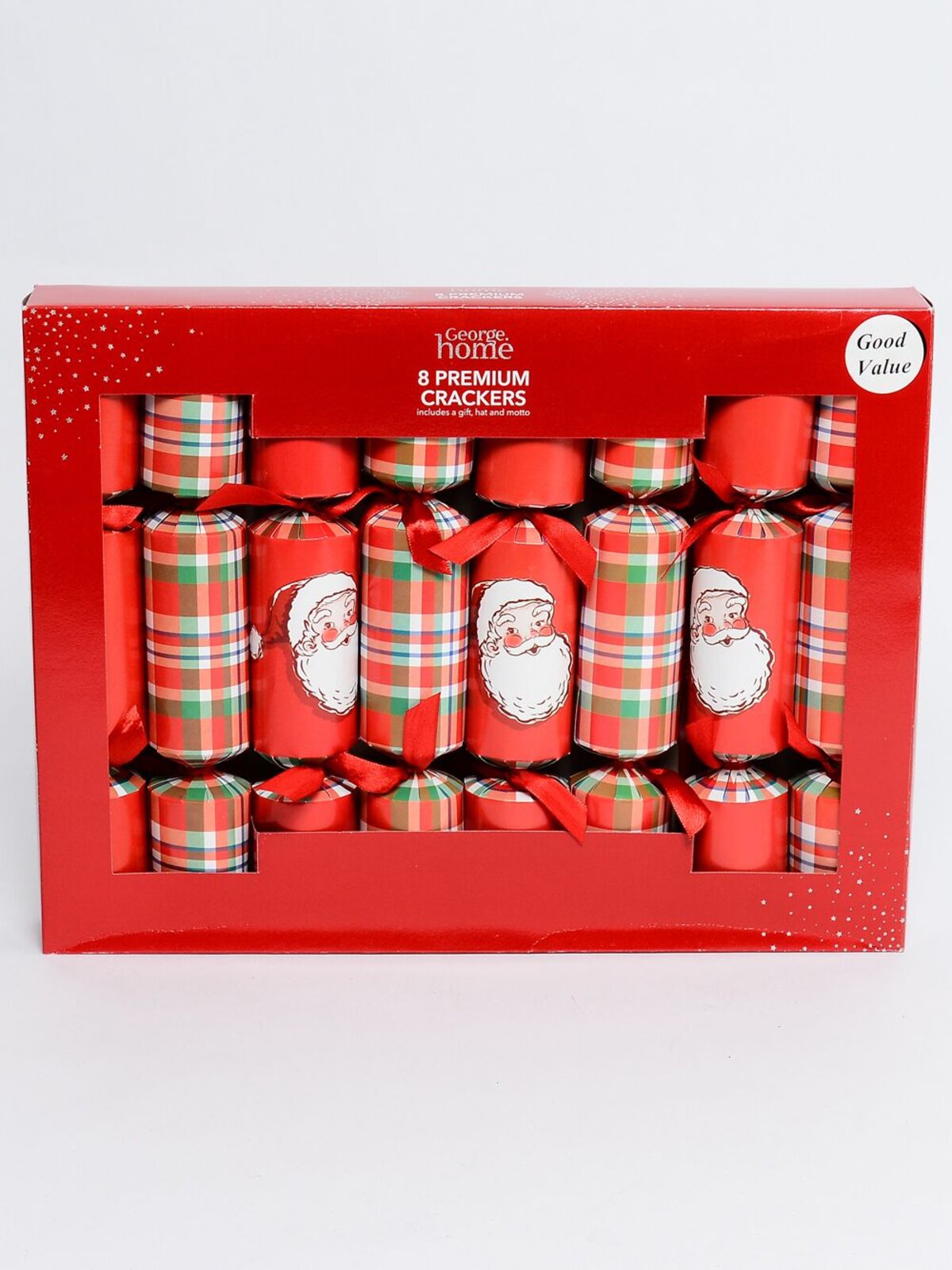 Rosy Cheek Jolly Santa & Tartan Pattern Christmas Cracker Bon Bons - 8 x 30cm — image 2